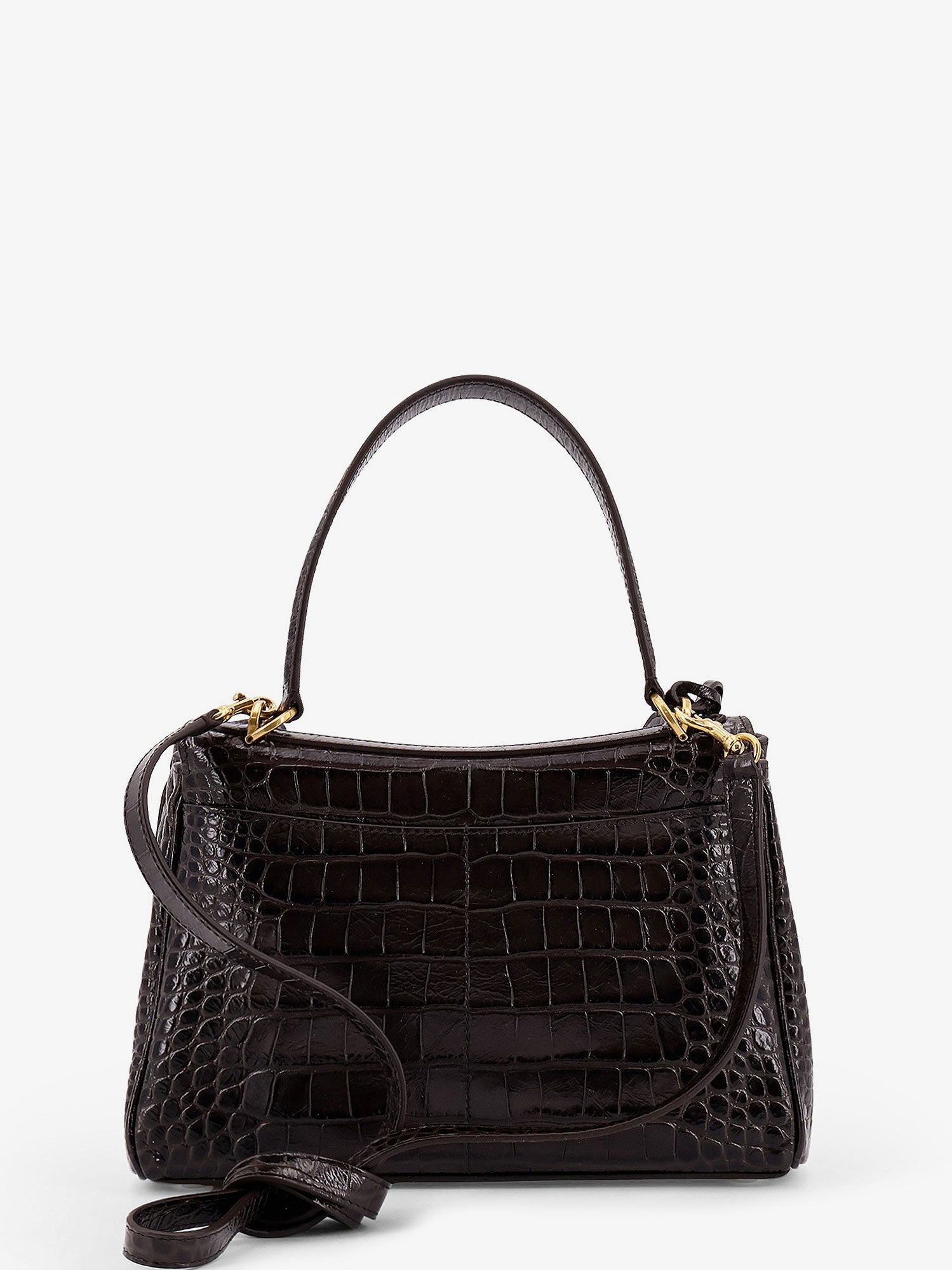 Balenciaga Rodeo Leather Shoulder Bag With Croco Effect