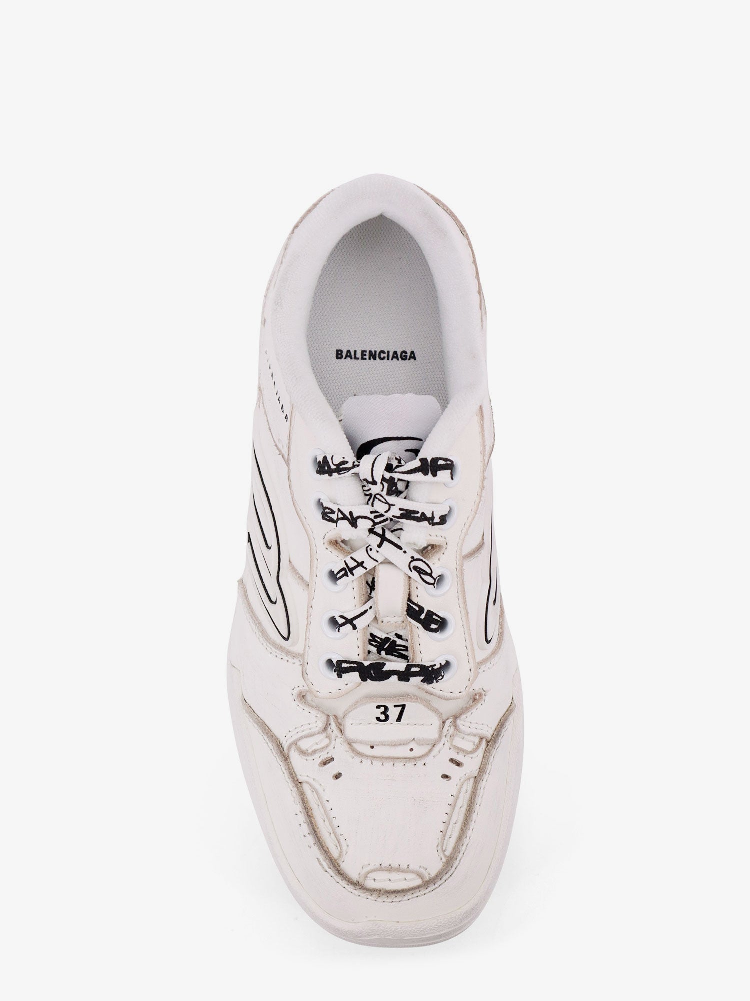 Balenciaga Hamptons Worn-out Leather Low-top Sneakers