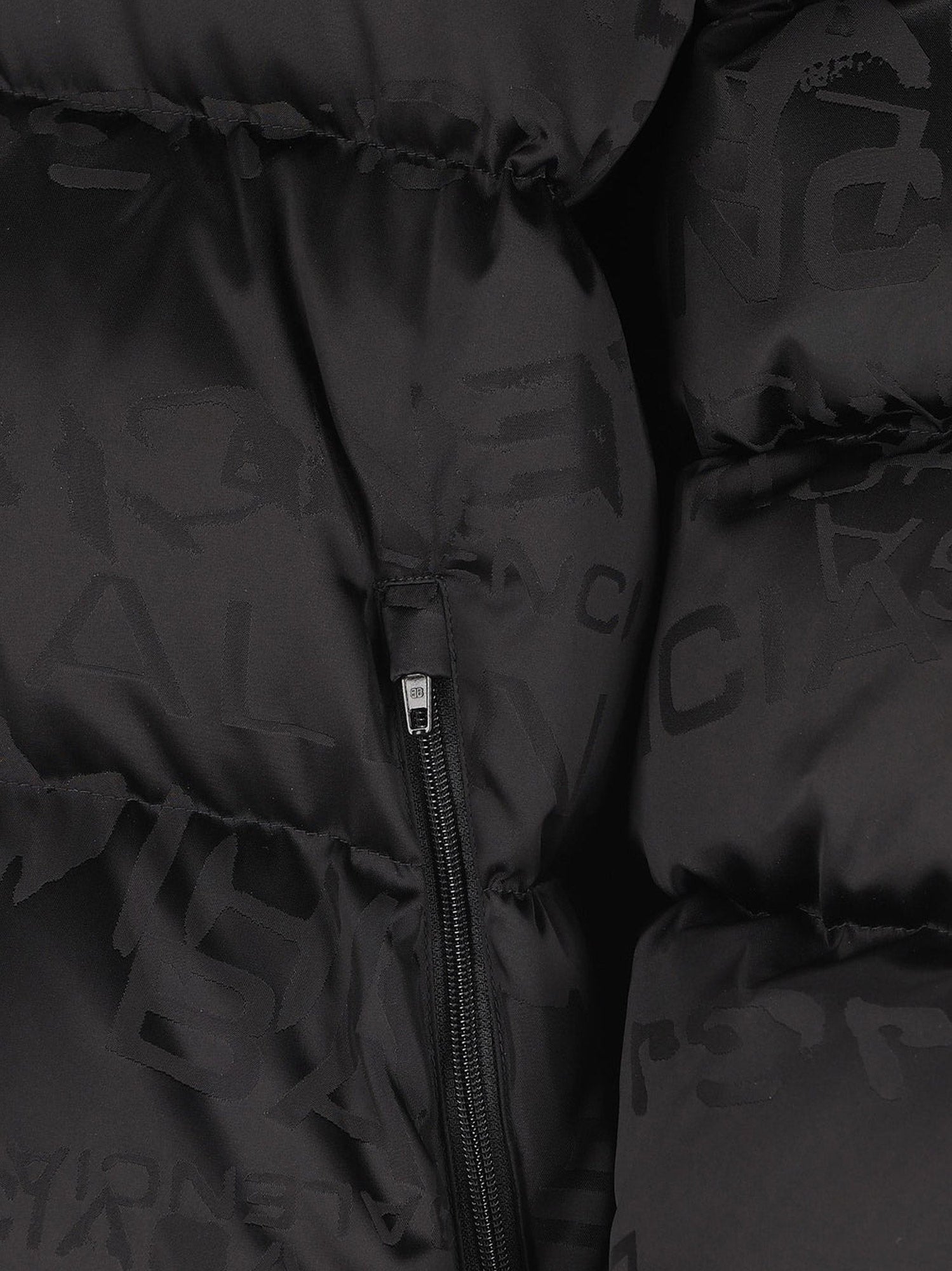 Balenciaga Nylon Down Jacket With All-over Lettering Logo