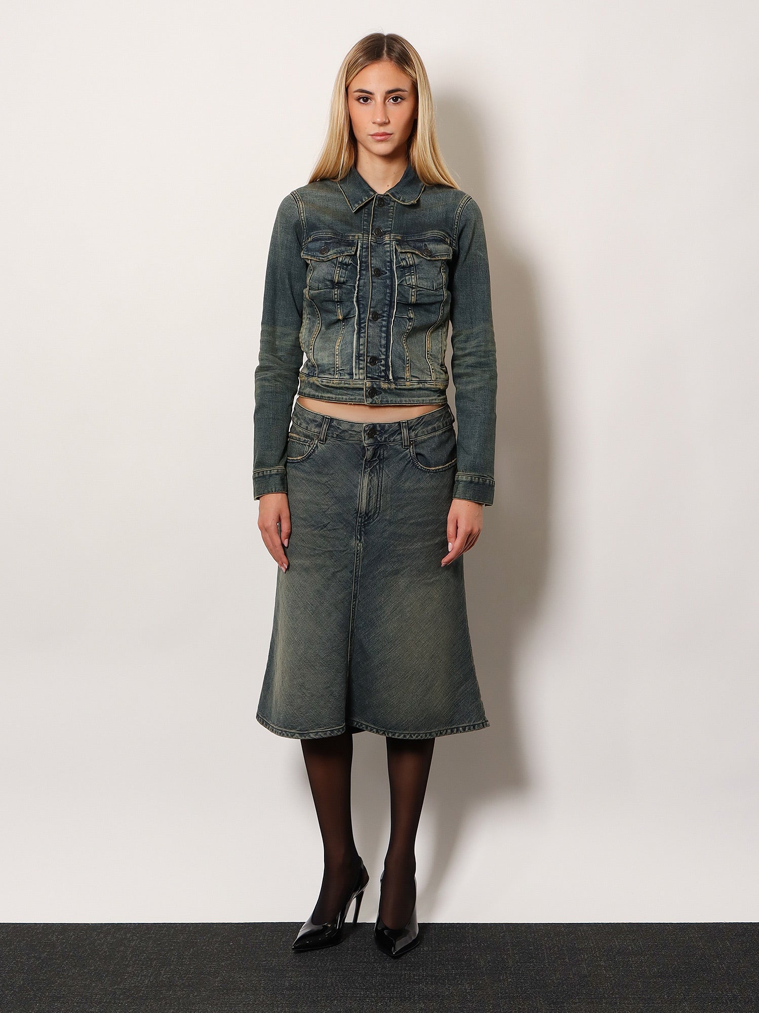 Balenciaga Denim Midi Skirt