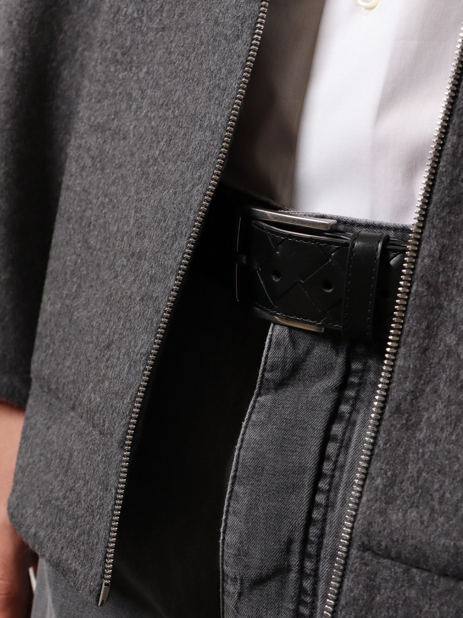 Bottega Veneta Leather Belt With Intrecciato Motif