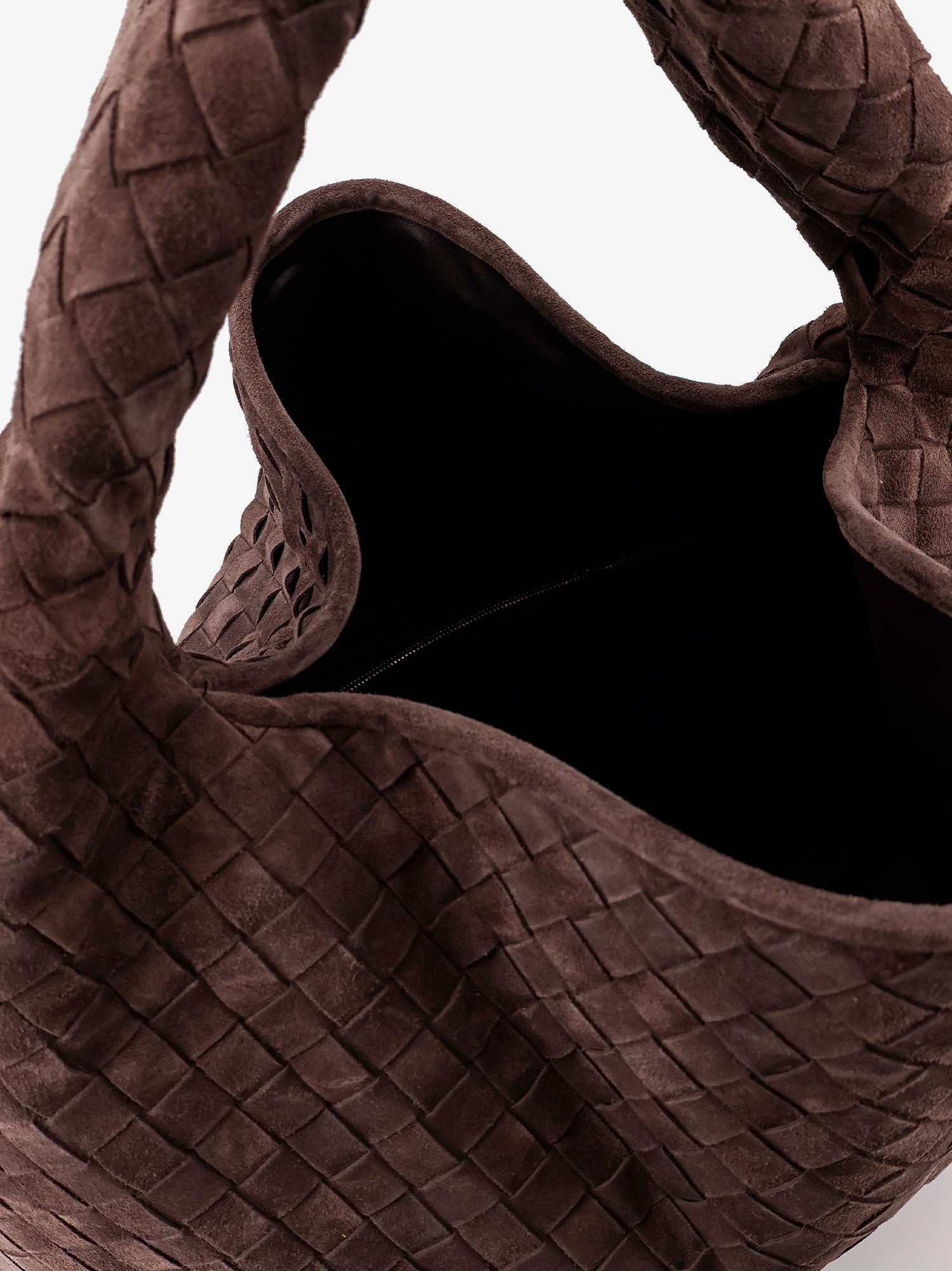 Bottega Veneta Hop Suede Shoulder Bag With Intrecciato Motif