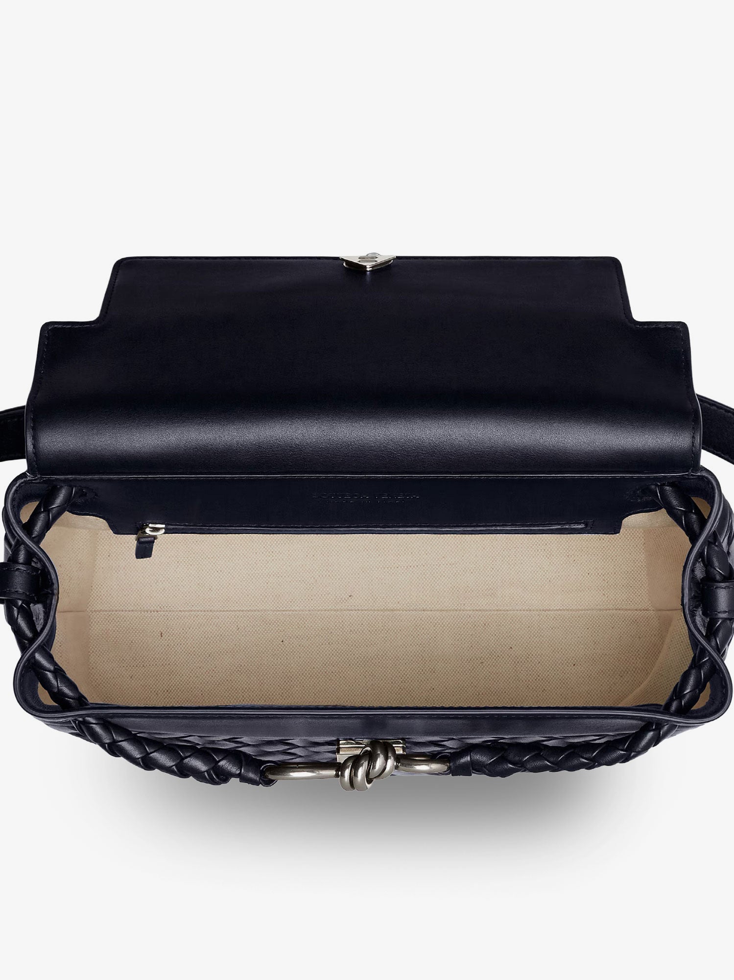 Bottega Veneta Andiamo Messenger Shoulder Bag In Woven Leather With Knot Detail