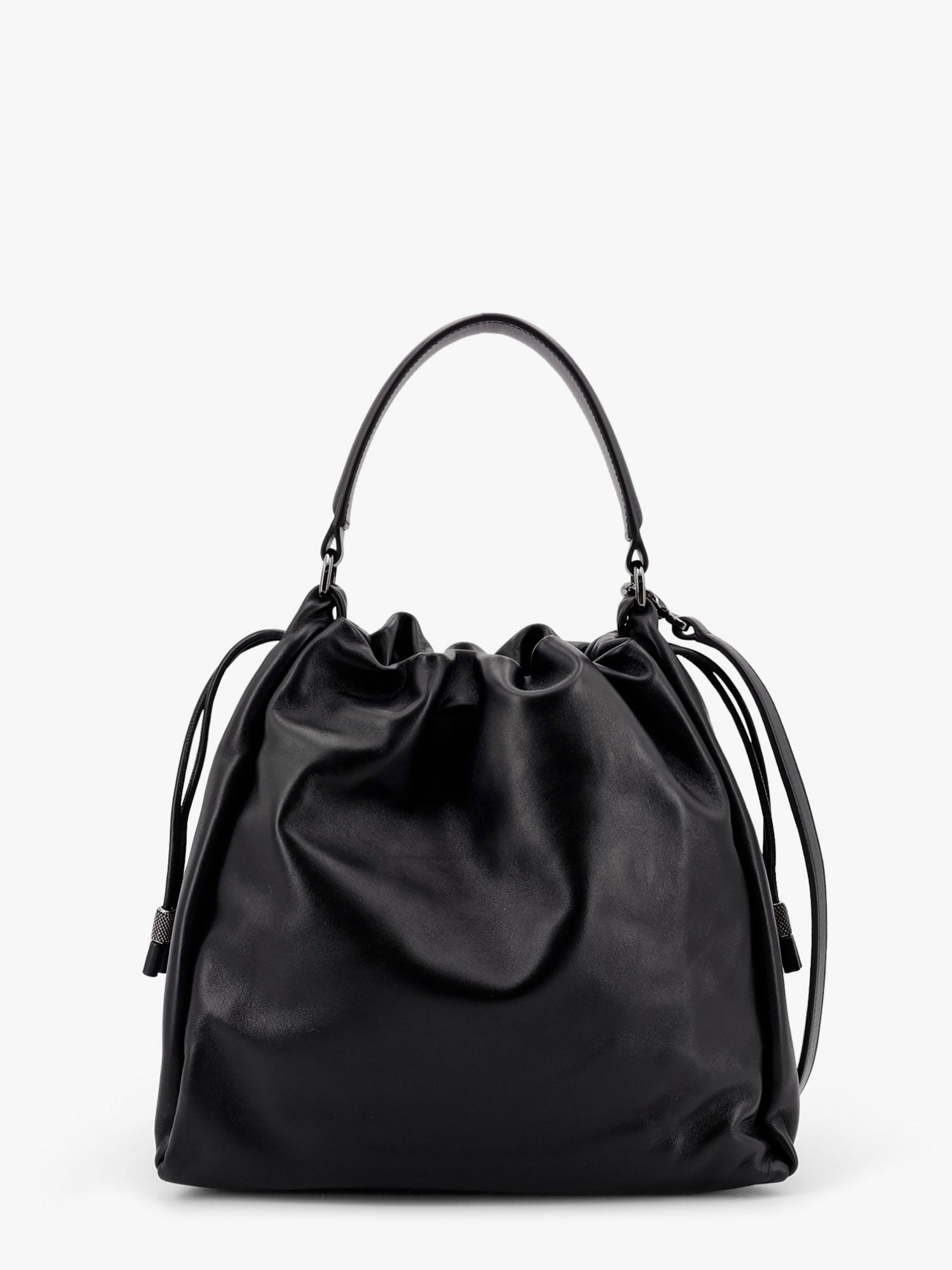 Brunello Cucinelli Bucket Mellow Leather Bucket Bag With Monili Detail