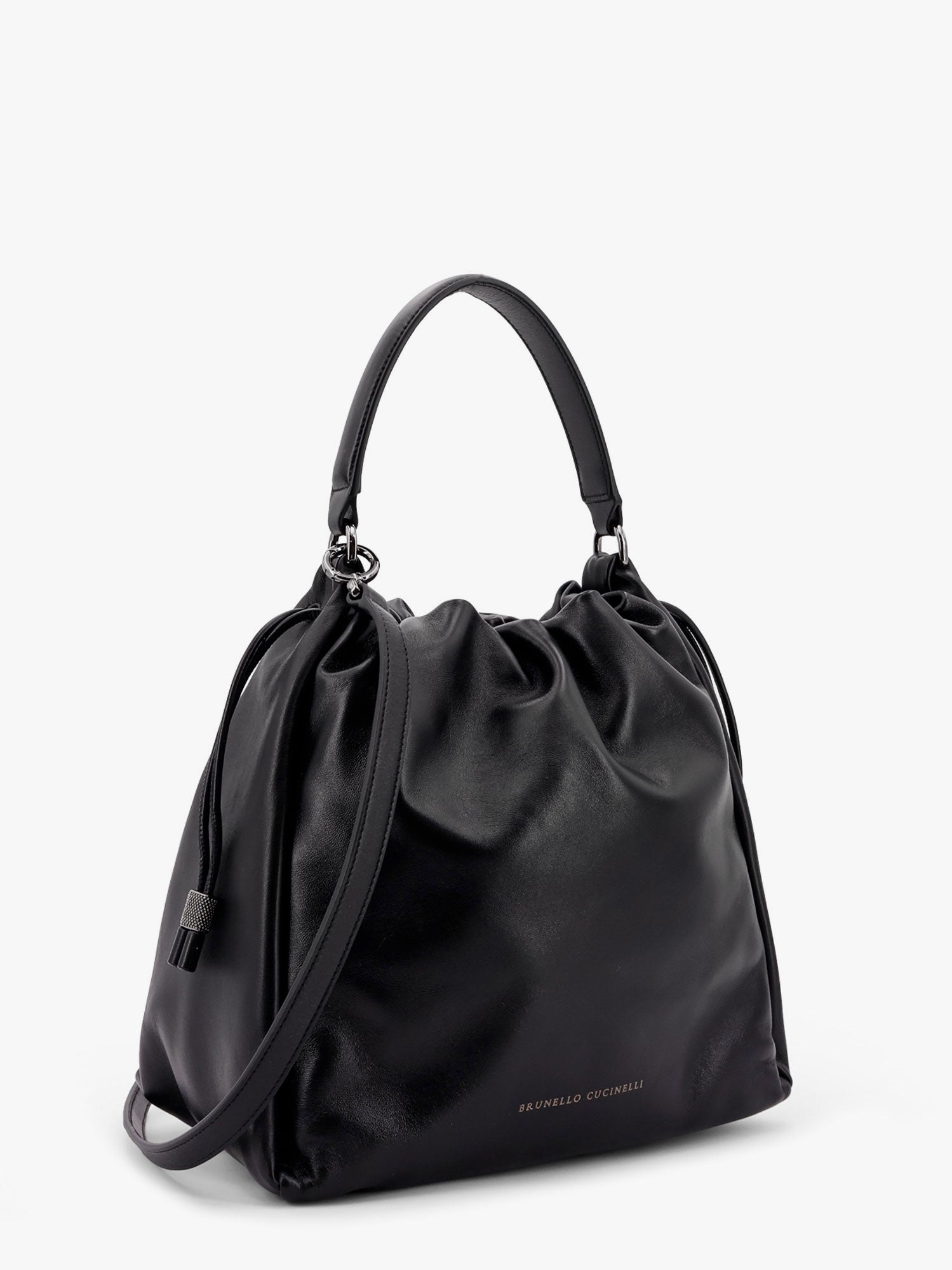 Brunello Cucinelli Bucket Mellow Leather Bucket Bag With Monili Detail