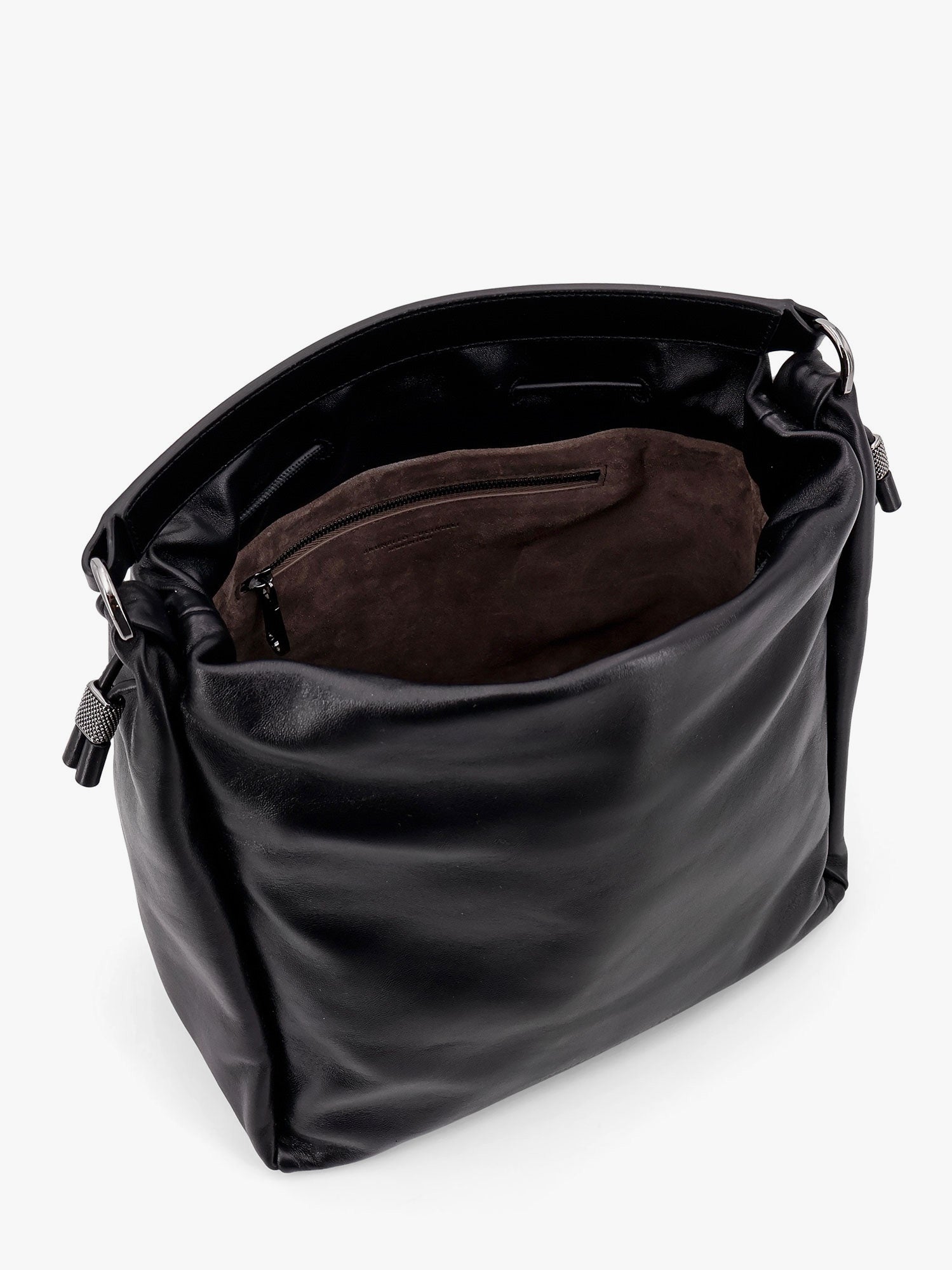 Brunello Cucinelli Bucket Mellow Leather Bucket Bag With Monili Detail