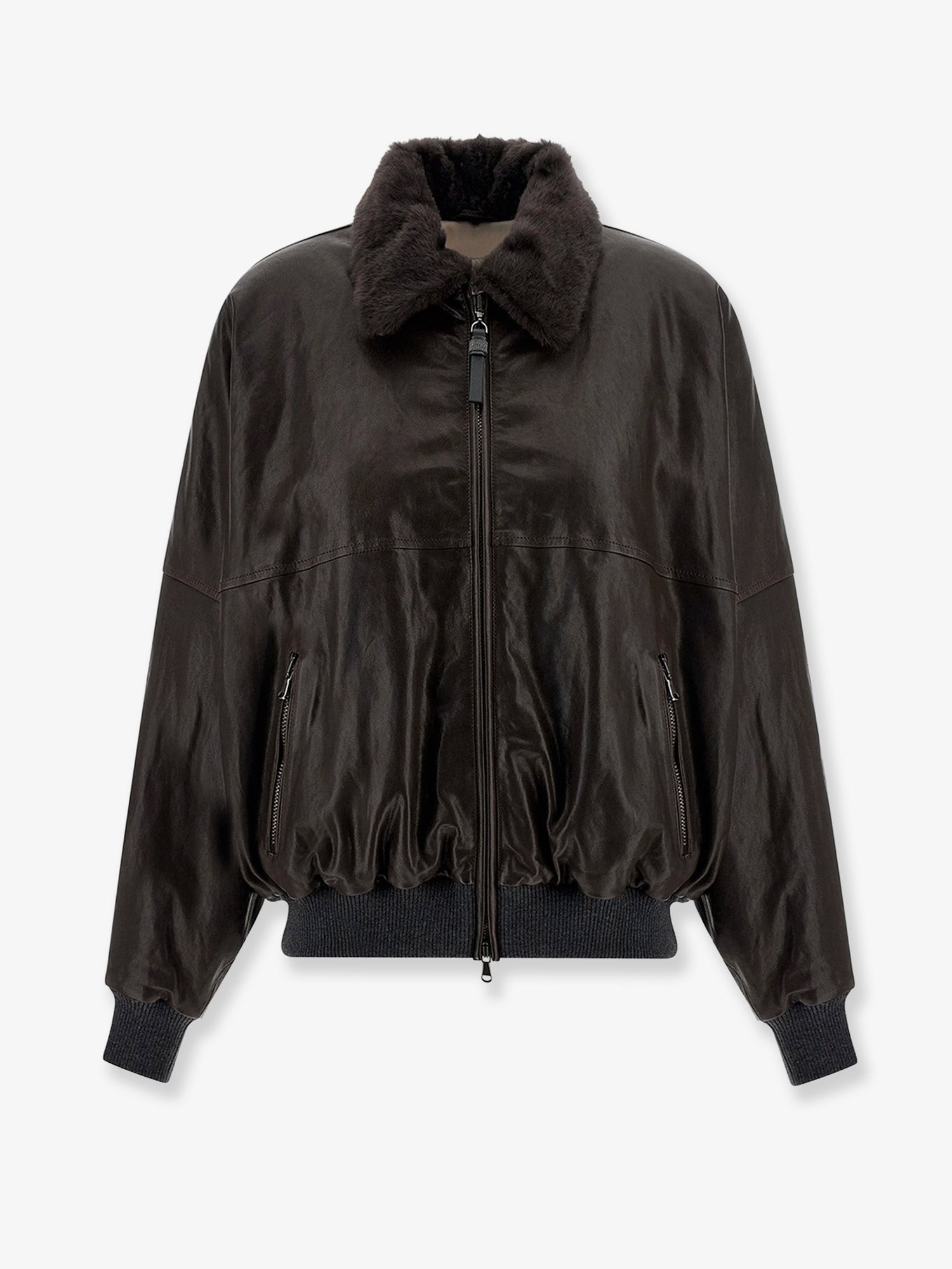Brunello Cucinelli Aviator Leather Bomber