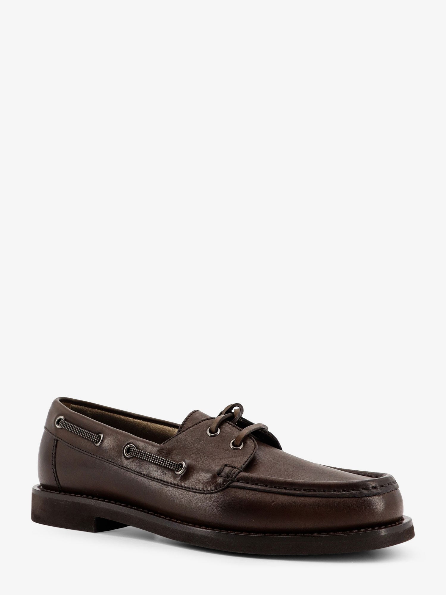 Brunello Cucinelli Leather Loafers With Monili Detail
