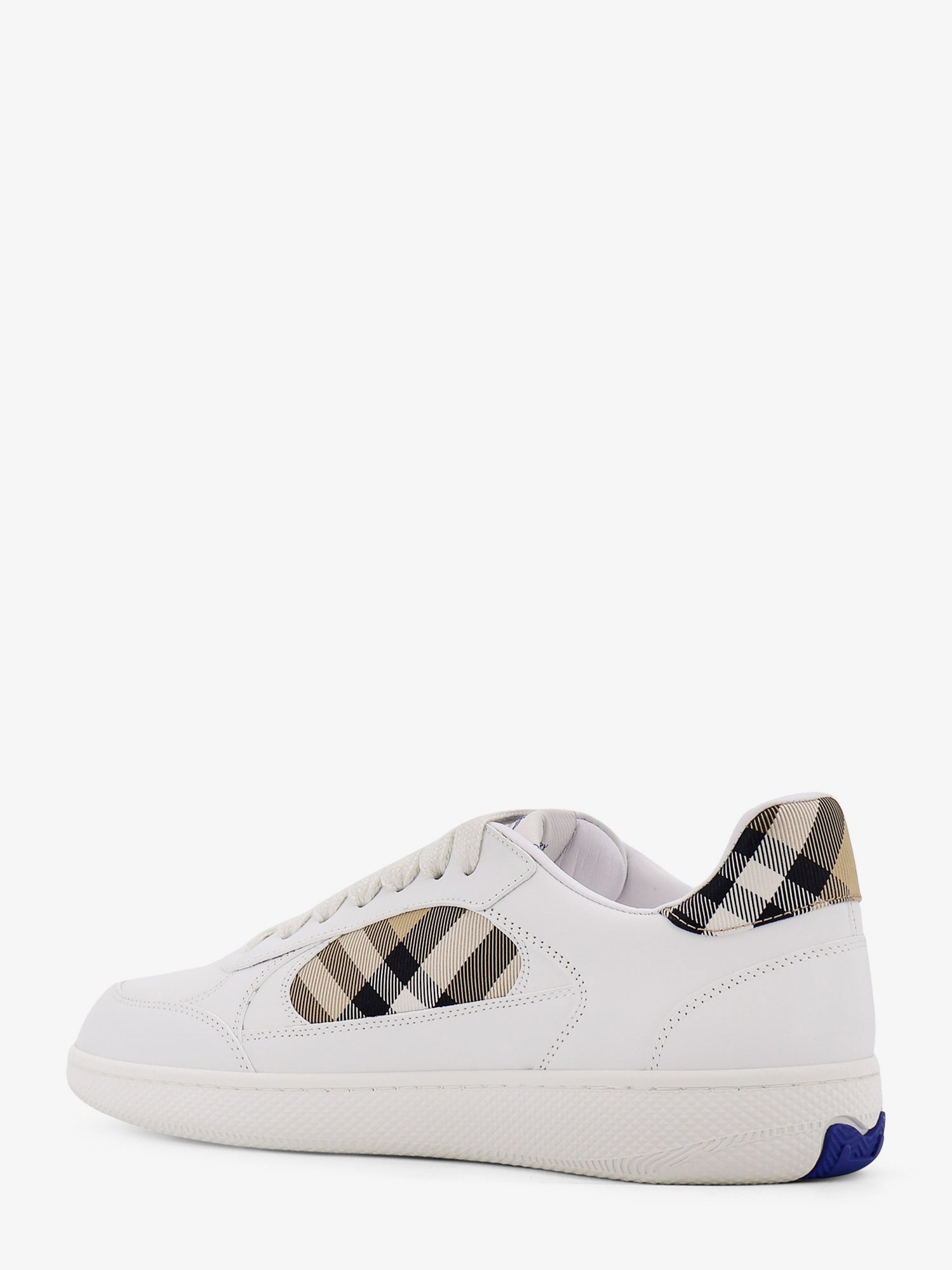 Burberry Low-top Leather Sneakers With Check Inserts
