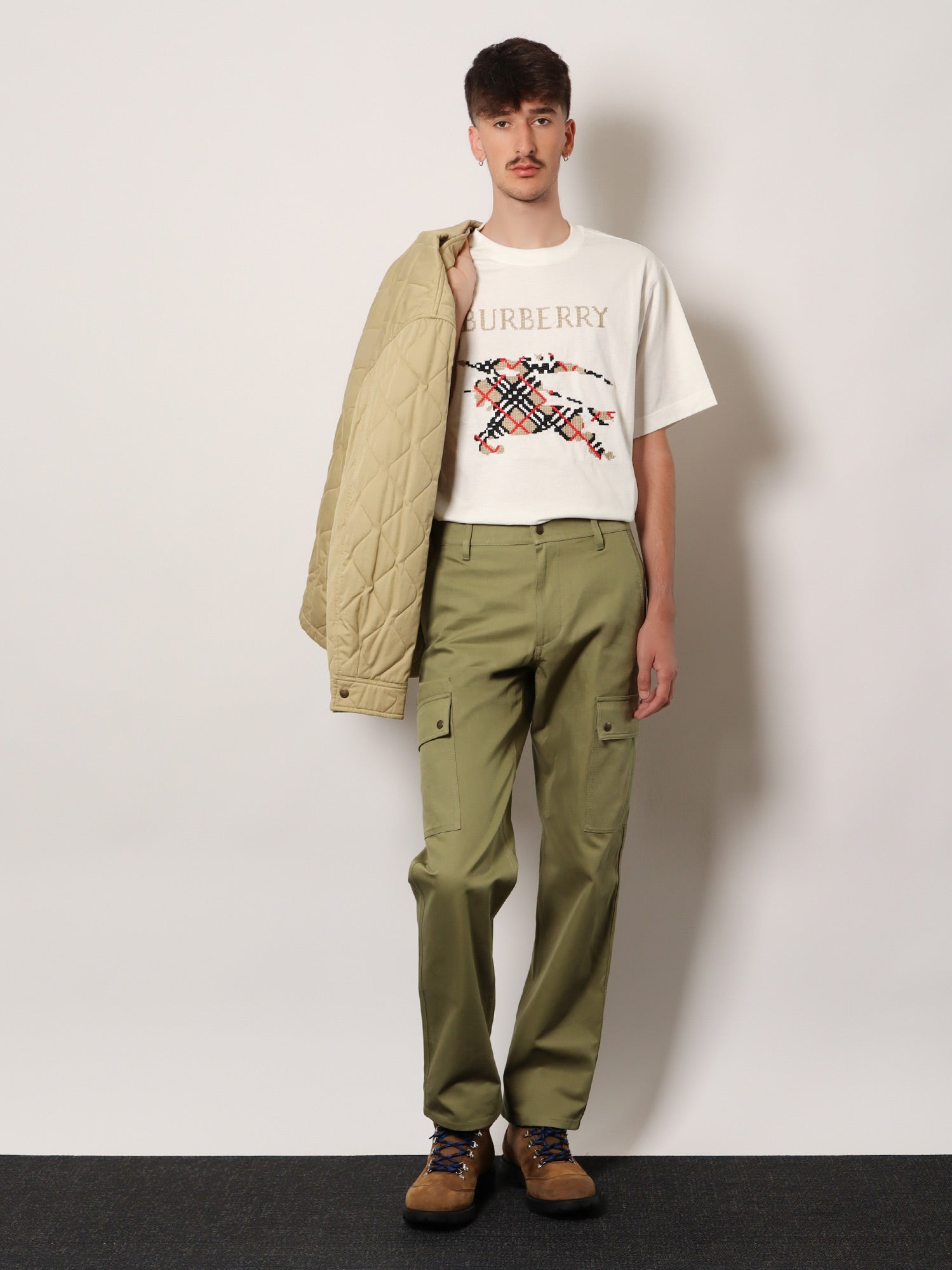 Burberry Cotton Trousers With Logo Embroidery