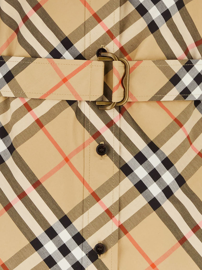 Burberry Chemisier Cotton Dress With Check Print