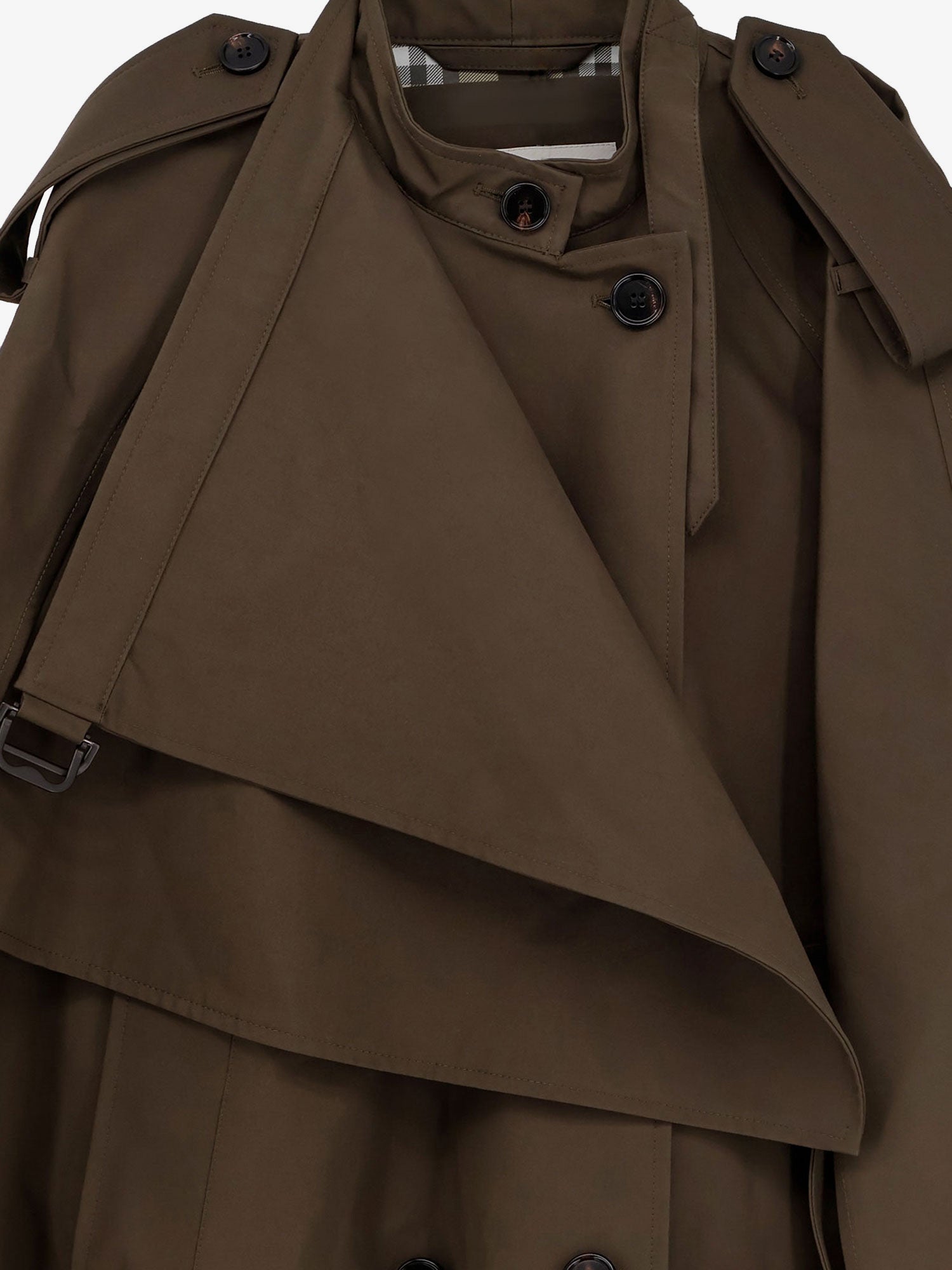 Burberry Cotton Cape With Traditional Check Lining