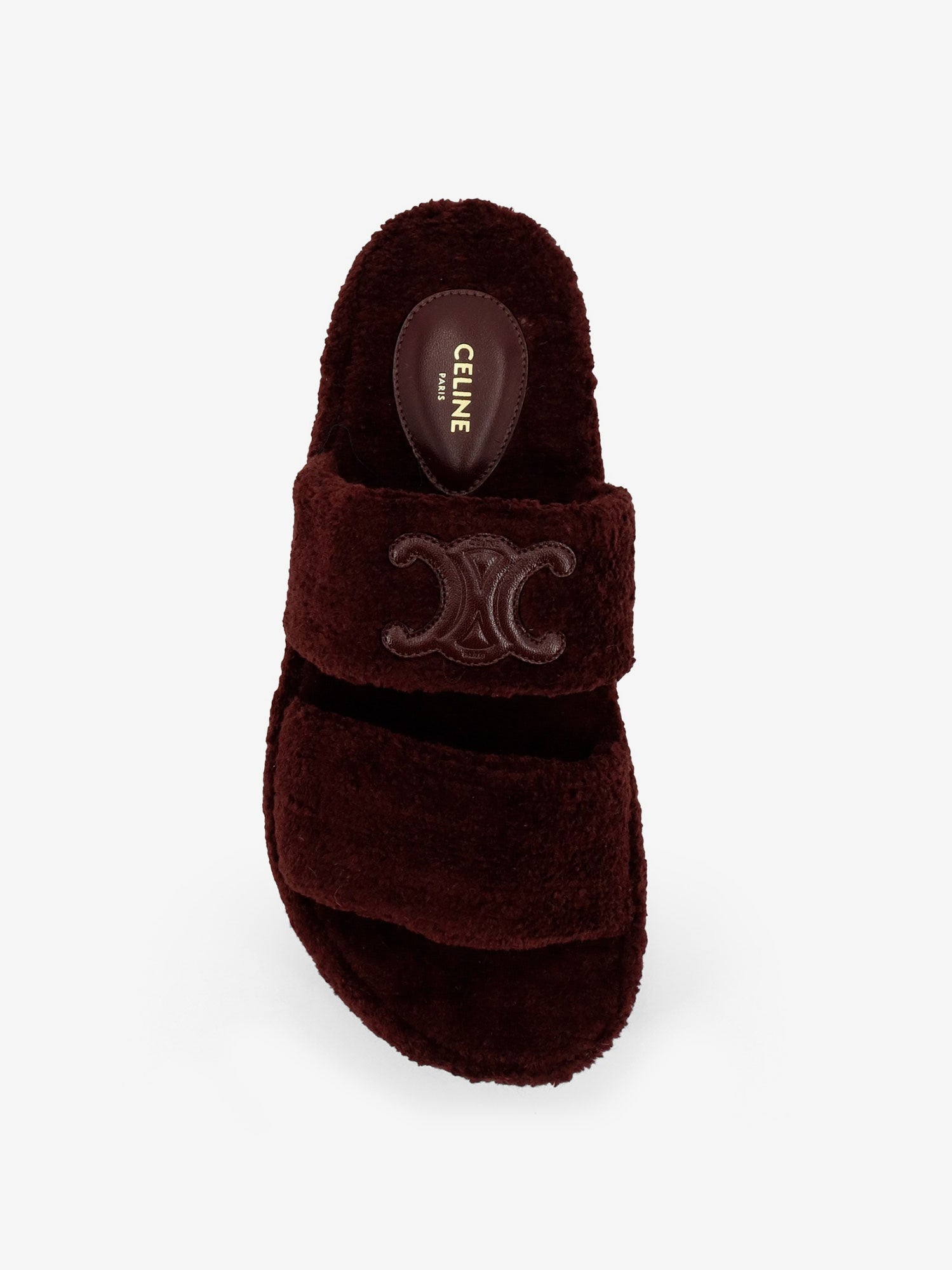 Celine Triomphe Fur Shearling Slides