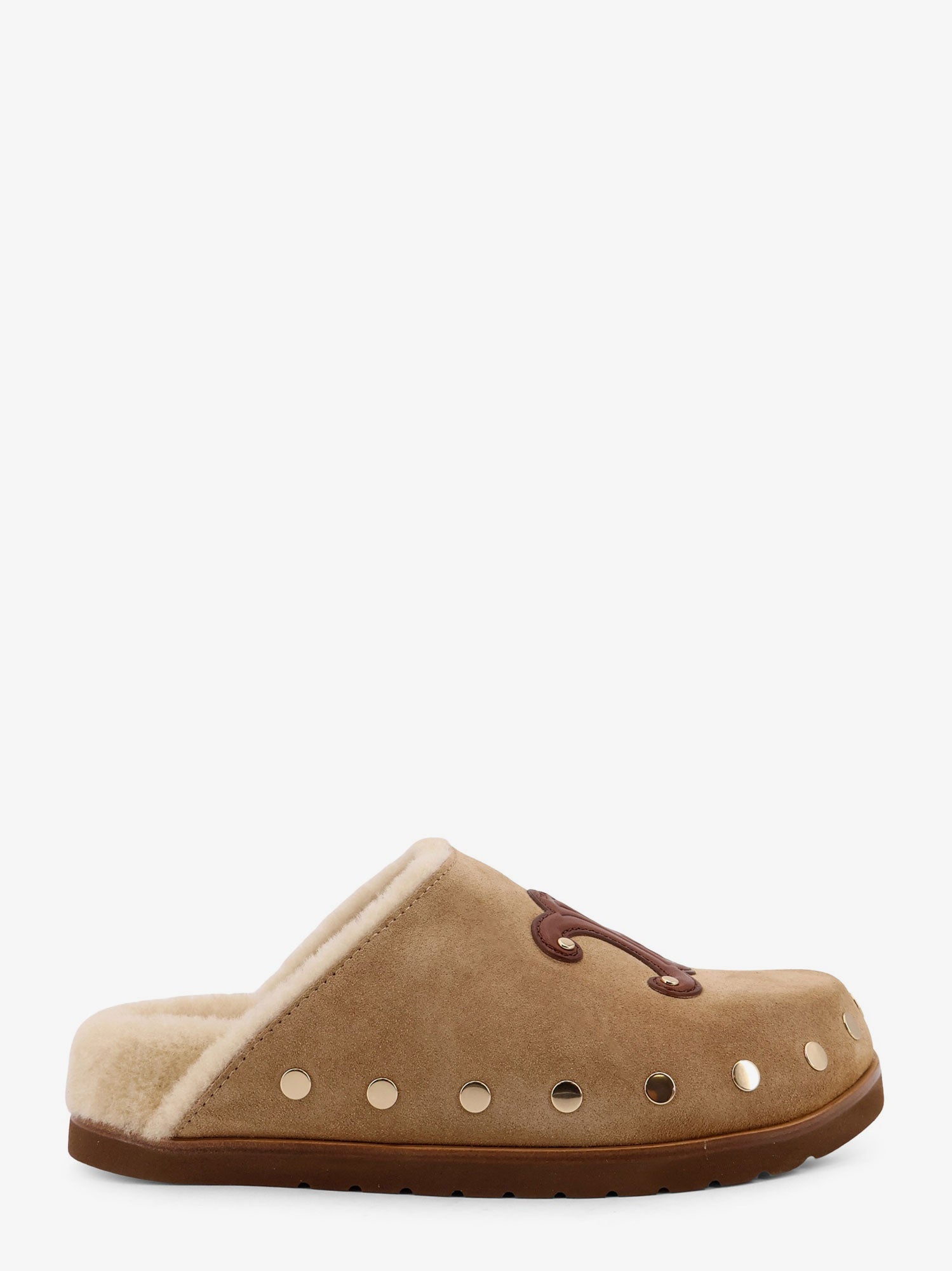 Celine Leather Sabot Sandal With Triomphe Logo