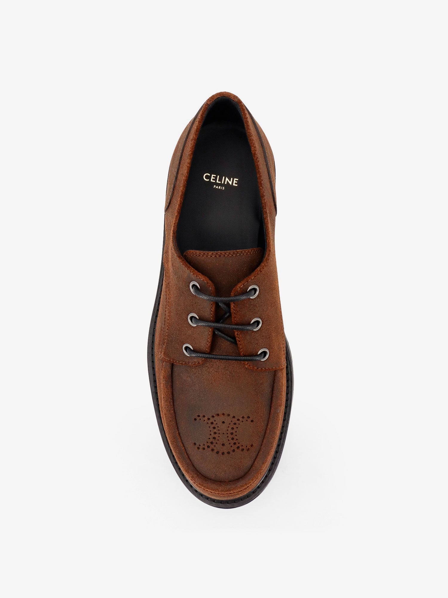 Celine Derby 35 Waxed Suede Lace Up Shoe