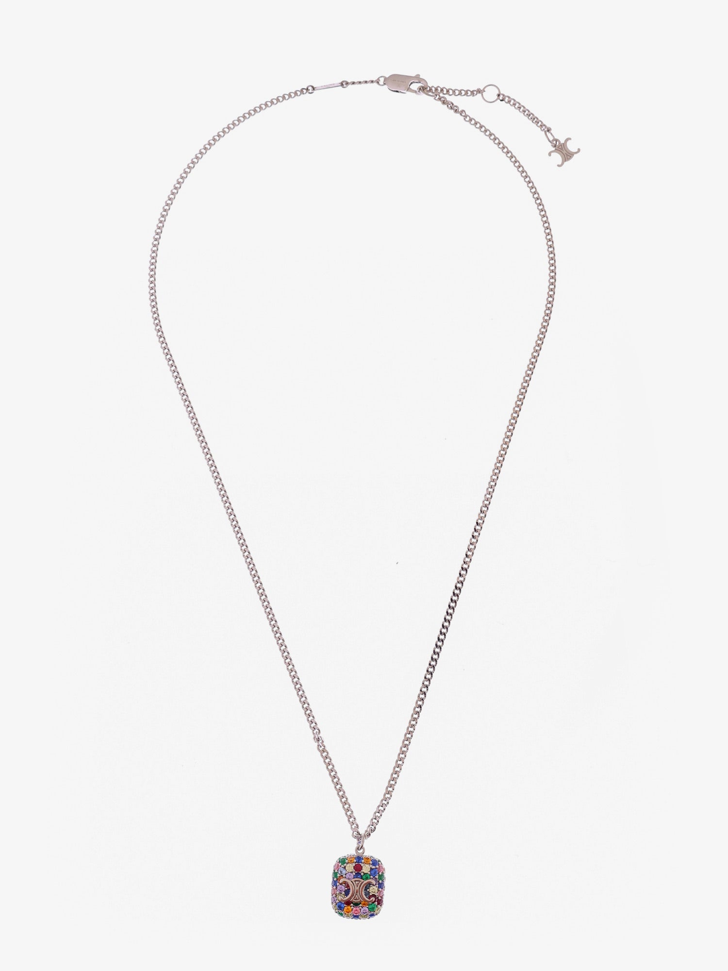 Celine Metal Necklace With Multicolor Pendant