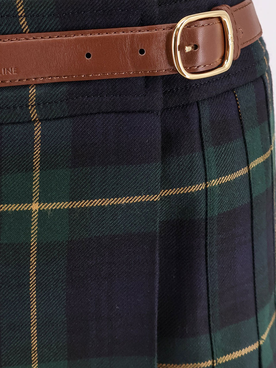 Celine Tartan Wool Kilt Miniskirt