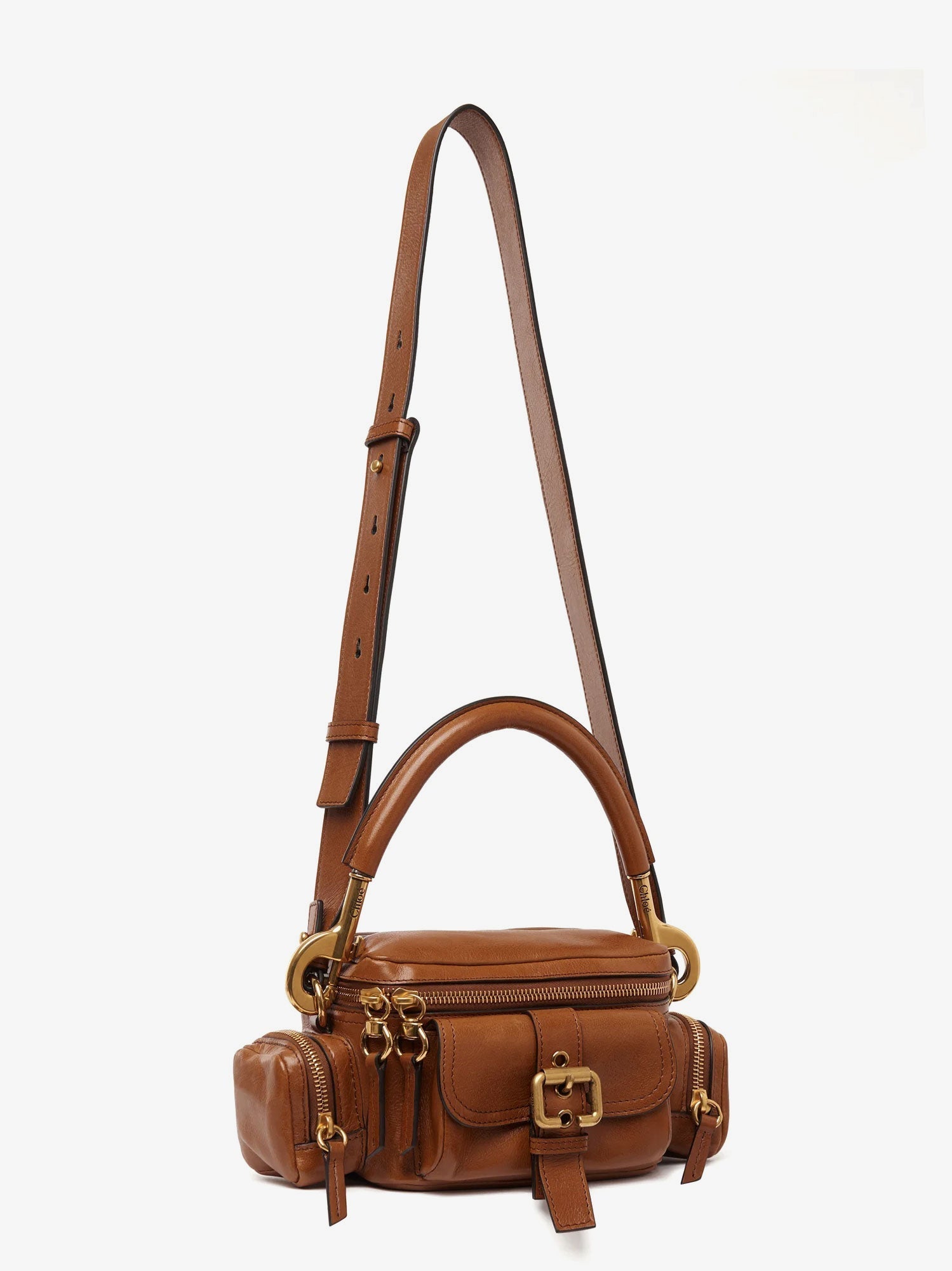 Chloé Small Double Carry Leather Bag With Multipocket Detail
