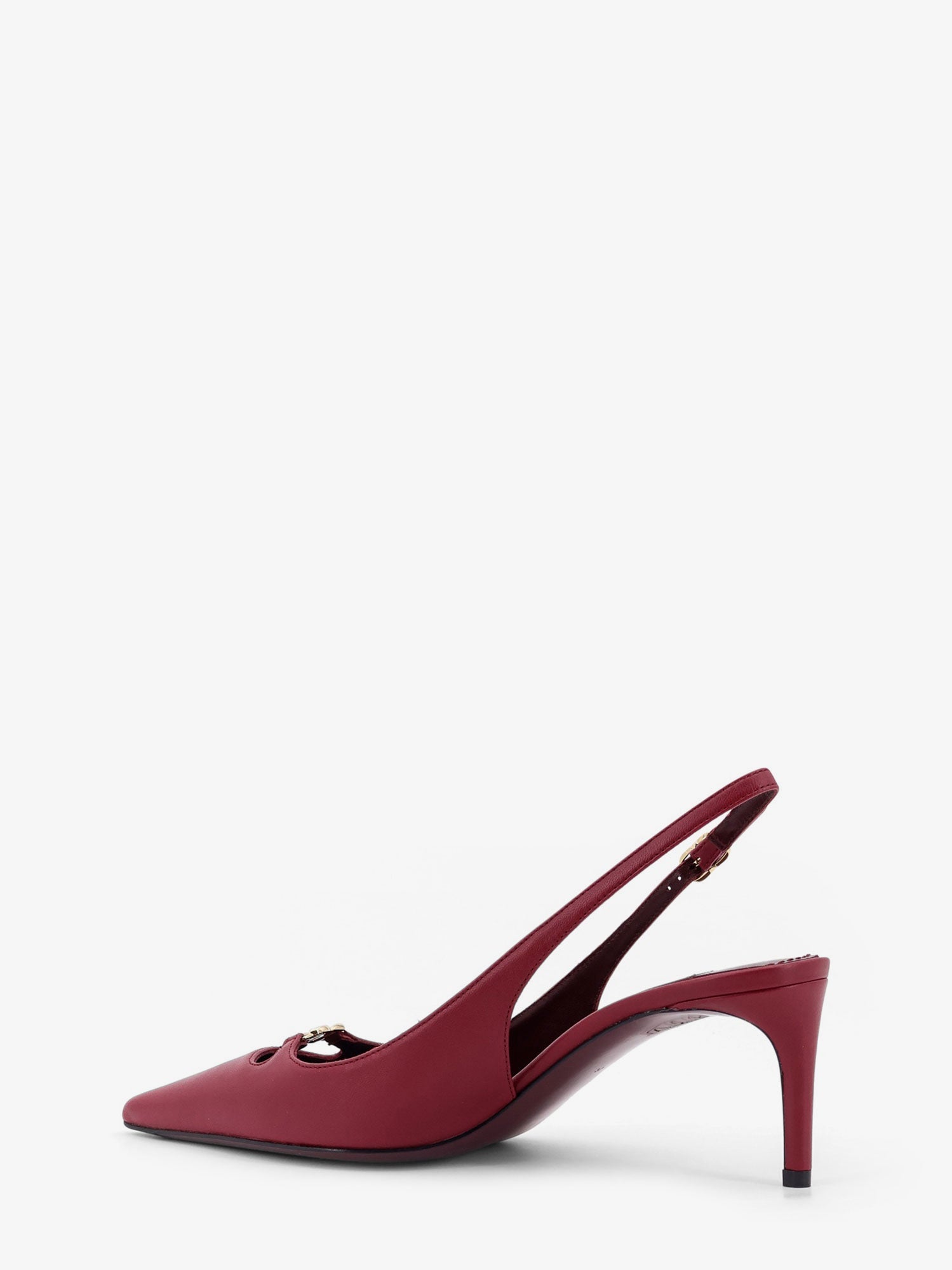 Dolce & Gabbana Leather Decolletè Slingback With Metal Logo