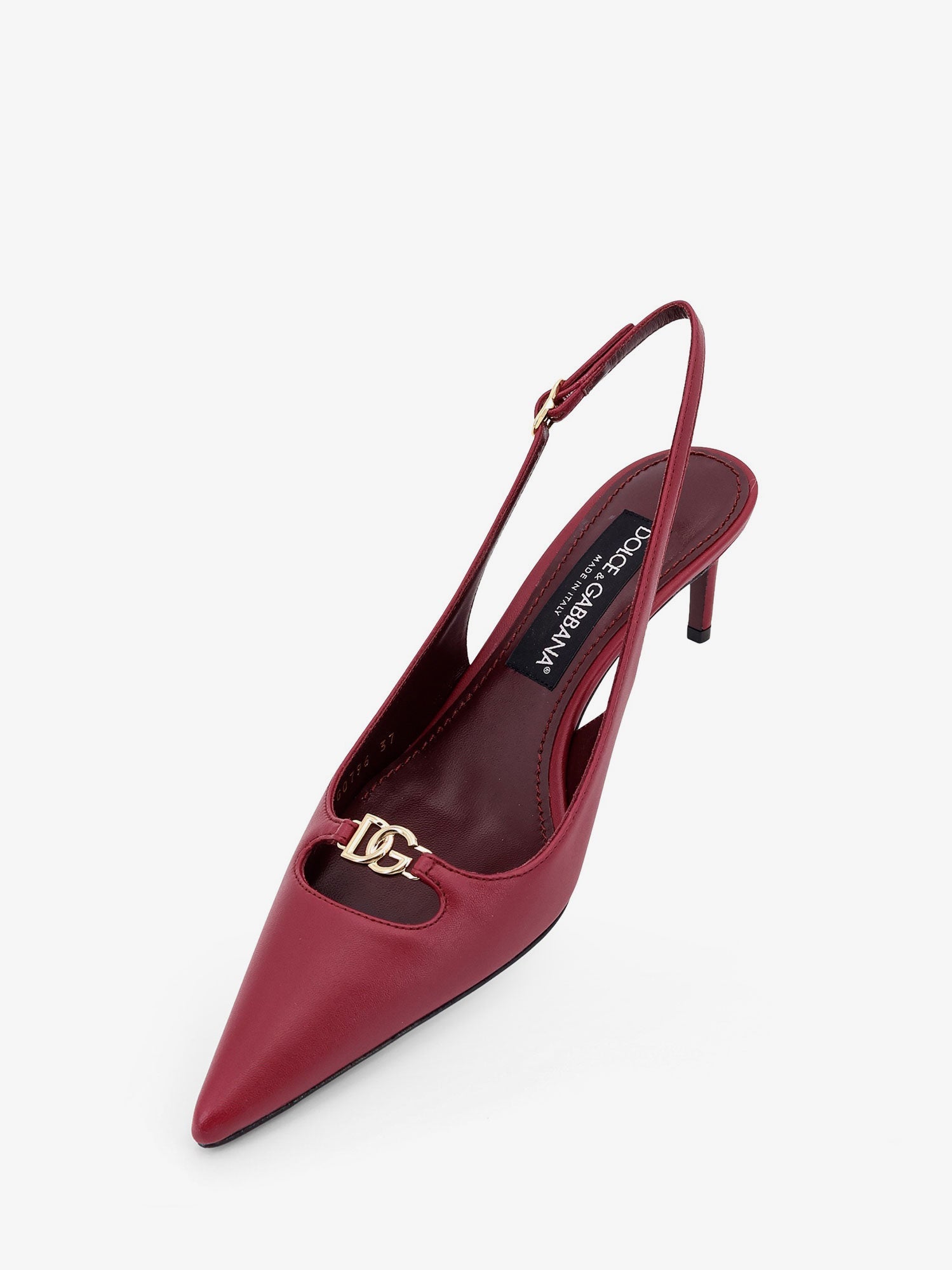 Dolce & Gabbana Leather Decolletè Slingback With Metal Logo