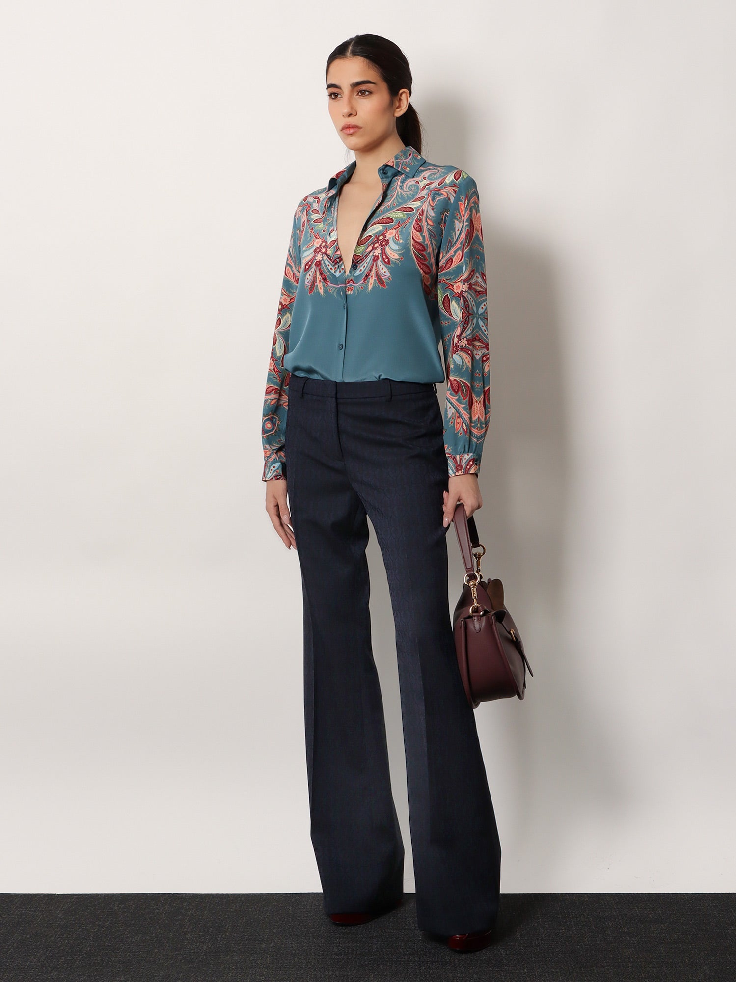 Etro Wool Trousers With Iconic Motif