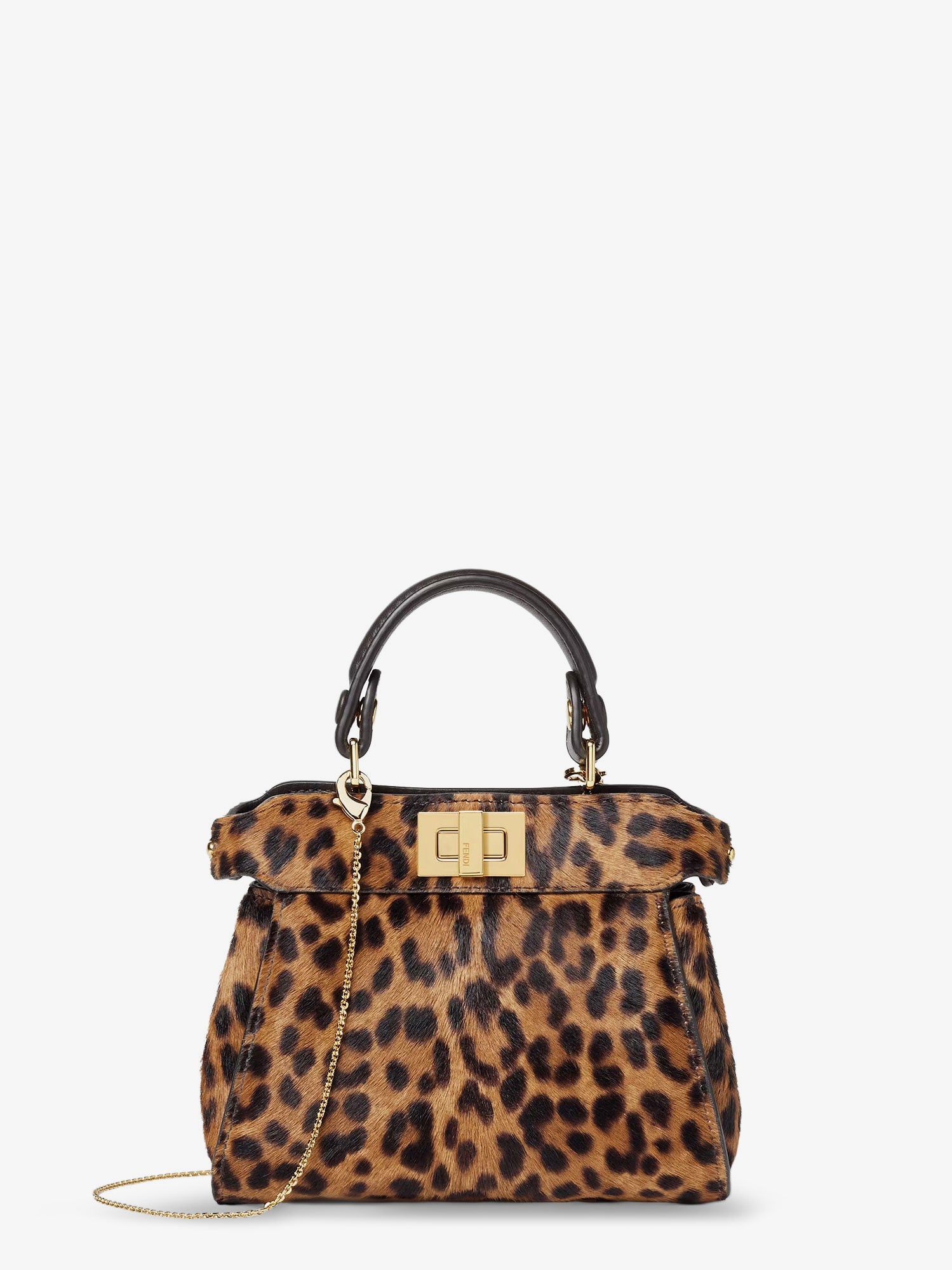Fendi Nano Peekaboo Shoulder Bag With Fendi Leo Print