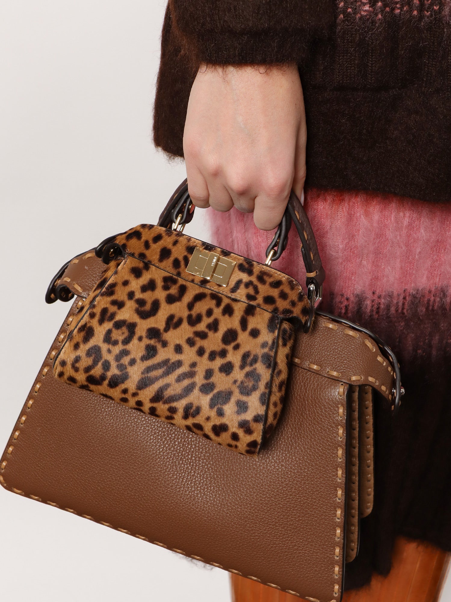 Fendi Nano Peekaboo Shoulder Bag With Fendi Leo Print