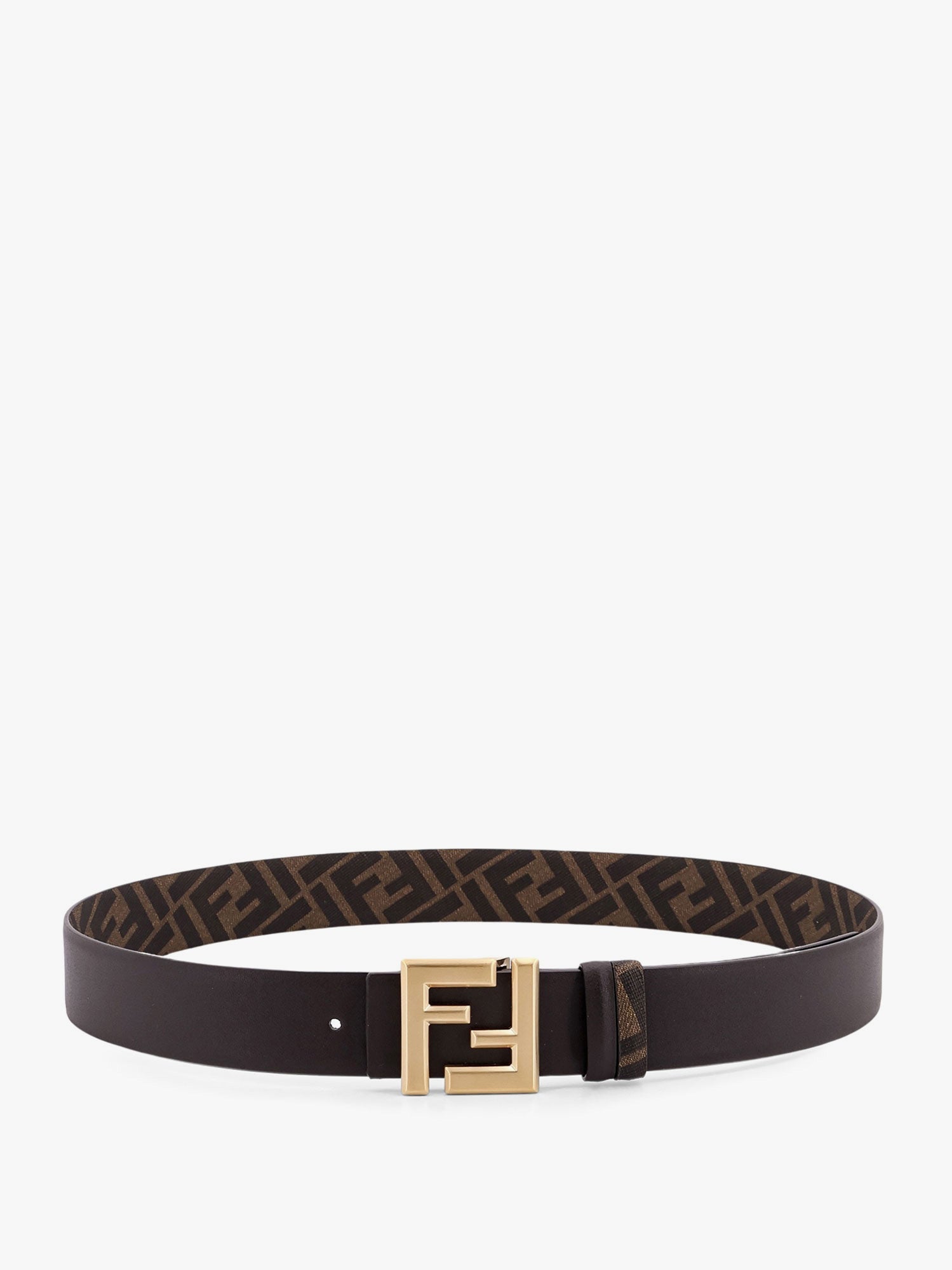 Fendi Squared Ff Reversible Leather And Ff Canvas Belt