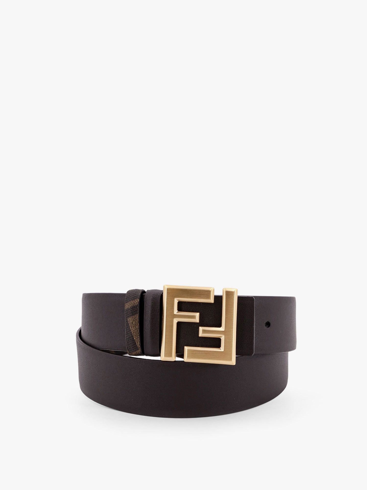 Fendi Squared Ff Reversible Leather And Ff Canvas Belt