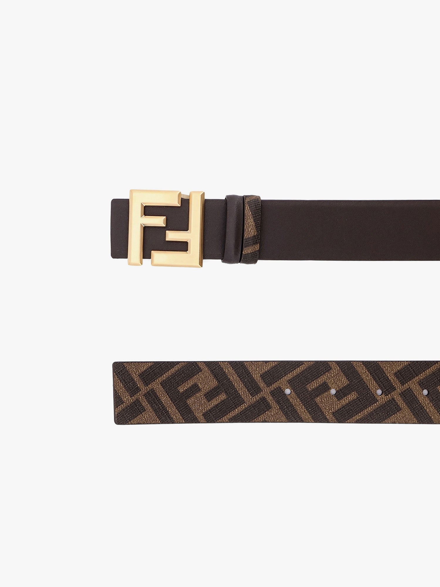 Fendi Squared Ff Reversible Leather And Ff Canvas Belt