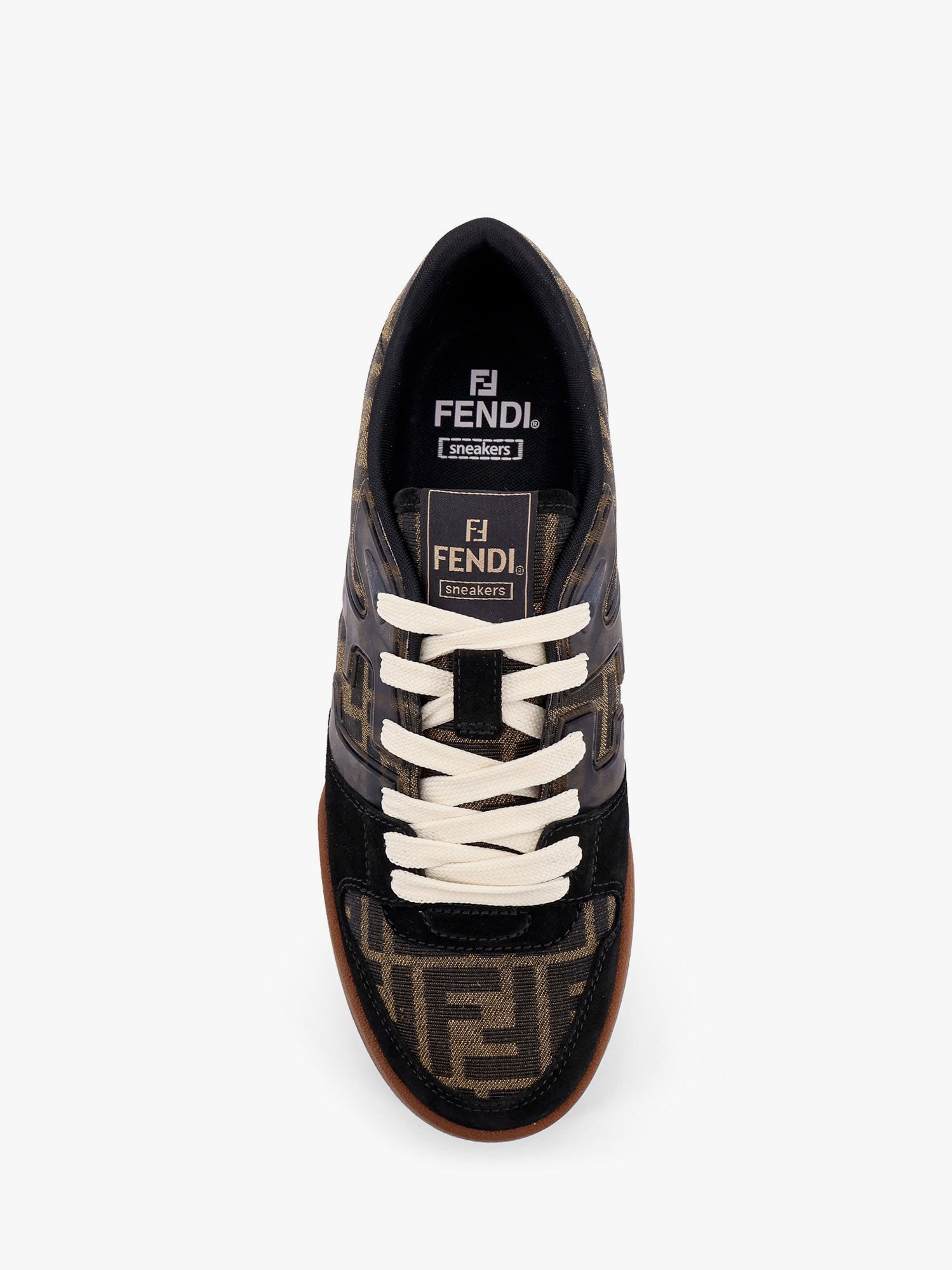 Fendi Fendi Match Low-top Ff Jacquard Fabric And Suede Sneakers