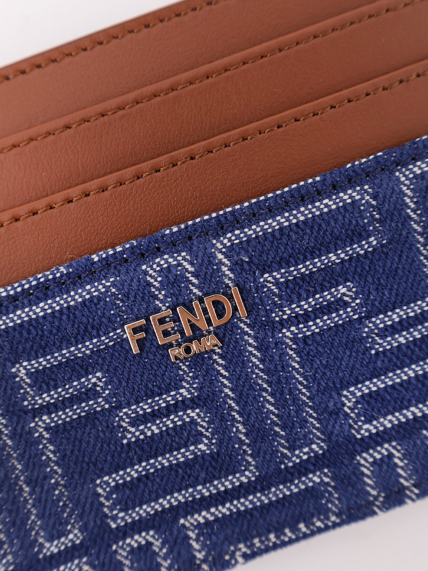 Fendi Jacquard Ff Fabric Cardholder With Denim Effect