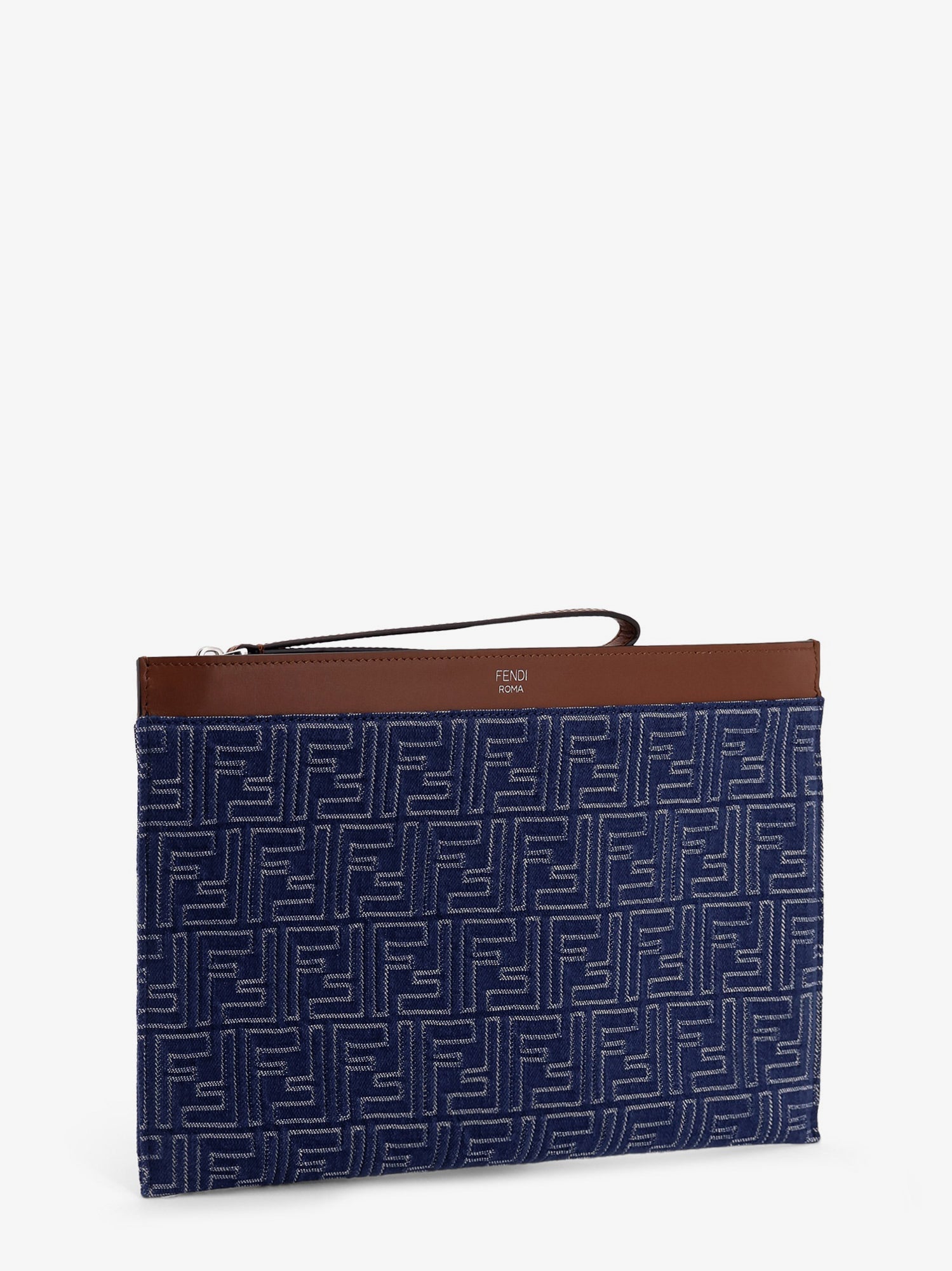 Fendi Ff Jacquard Denim Clutch