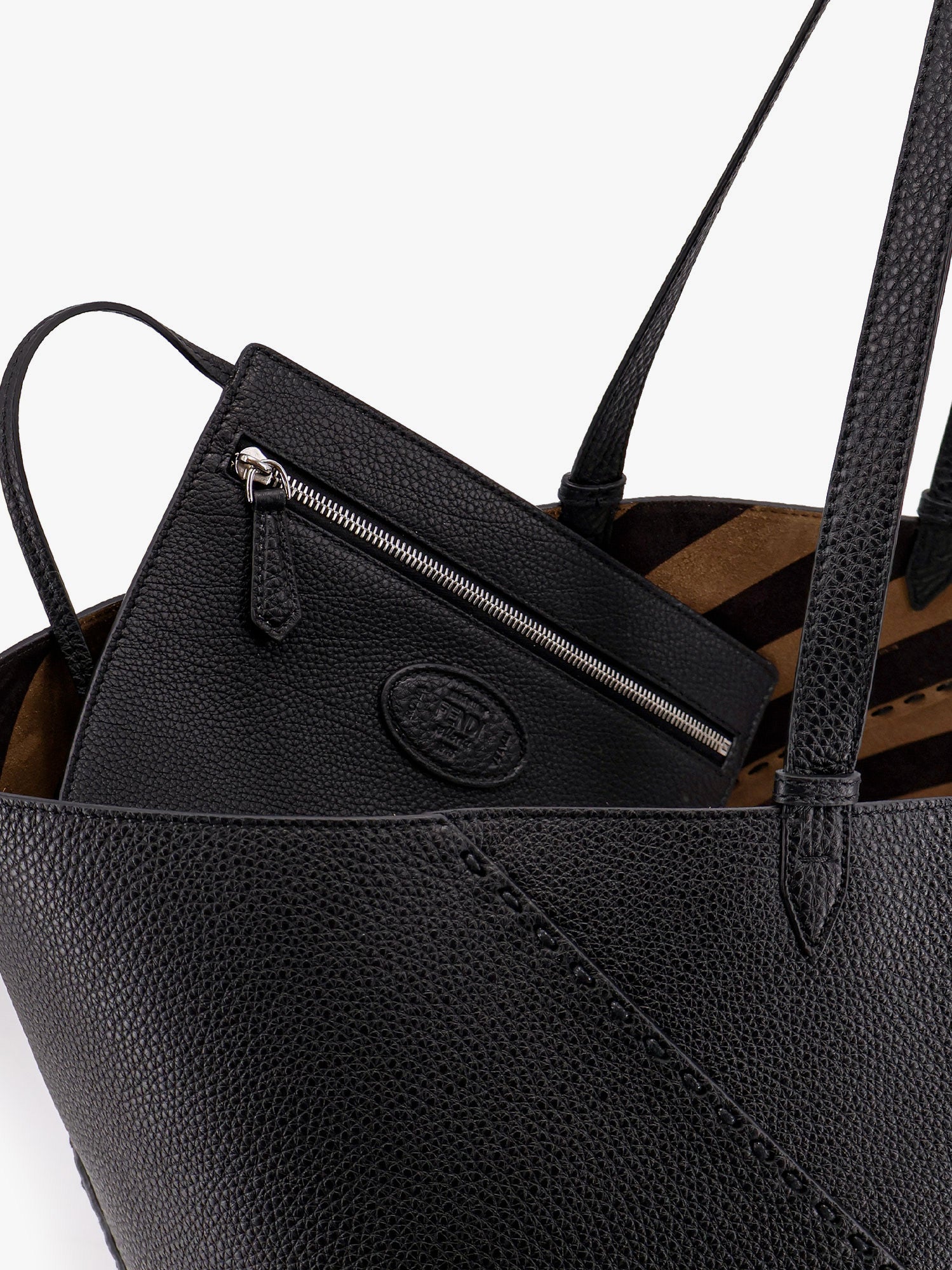 Fendi Diagonal Selleria Large Leather Shopping Bag