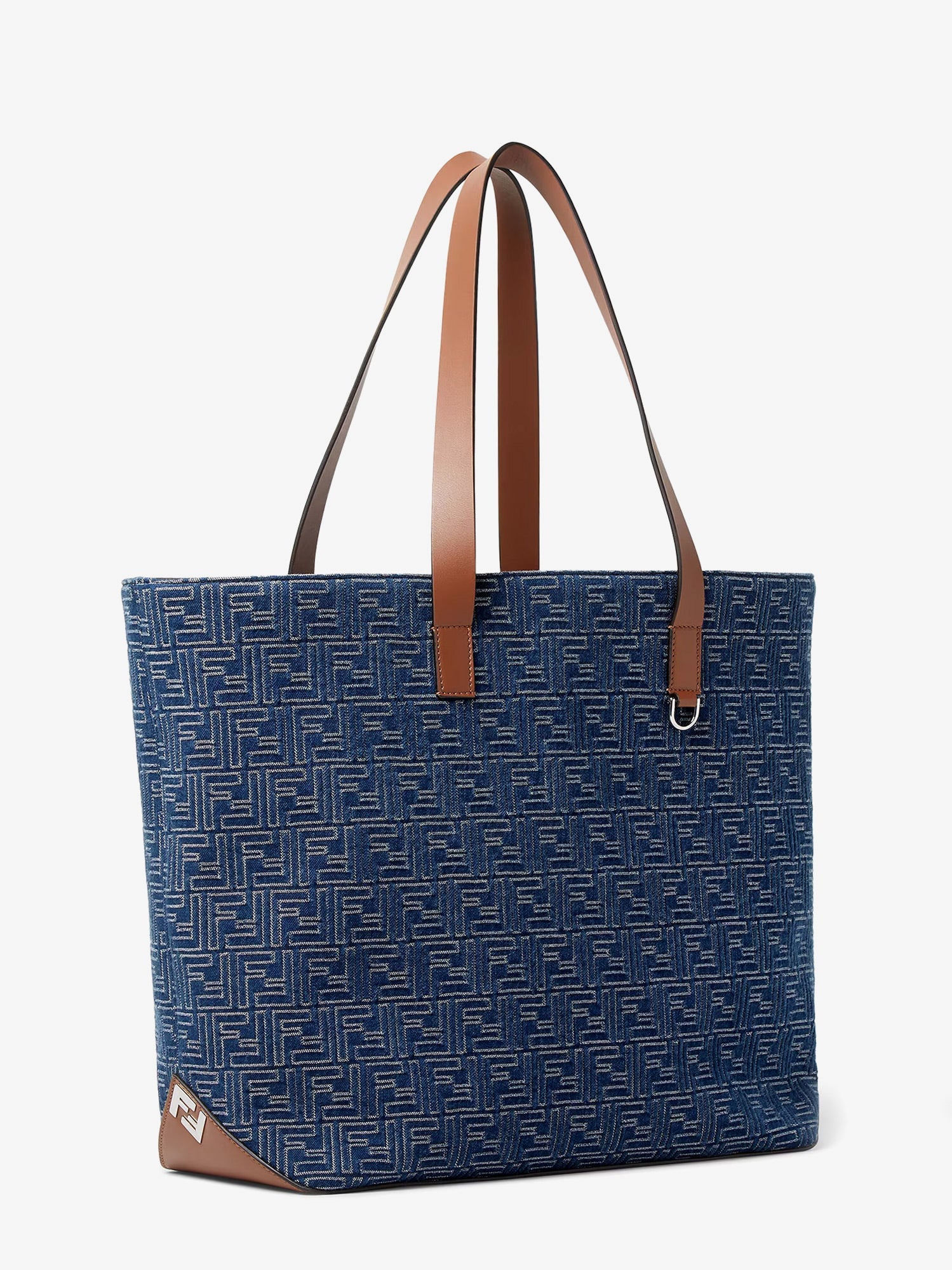 Fendi Ff Jacquard Tote Bag With Denim Effect