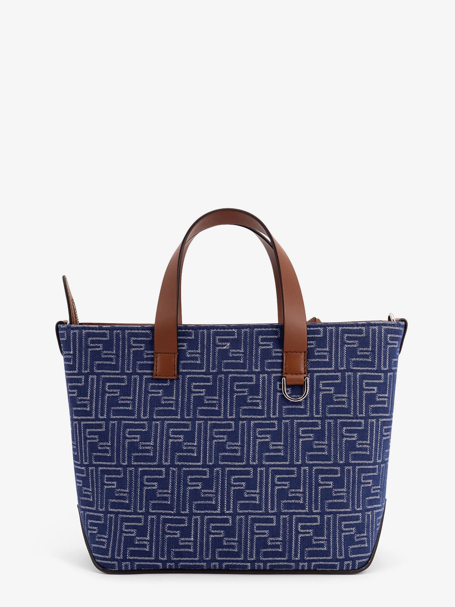 Fendi Ff Jacquard Fabric And Leather Shopping Bag