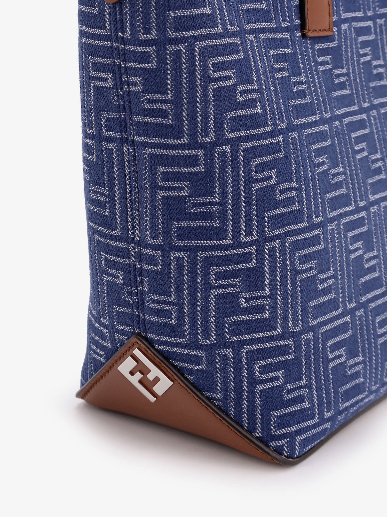 Fendi Ff Jacquard Fabric And Leather Shopping Bag