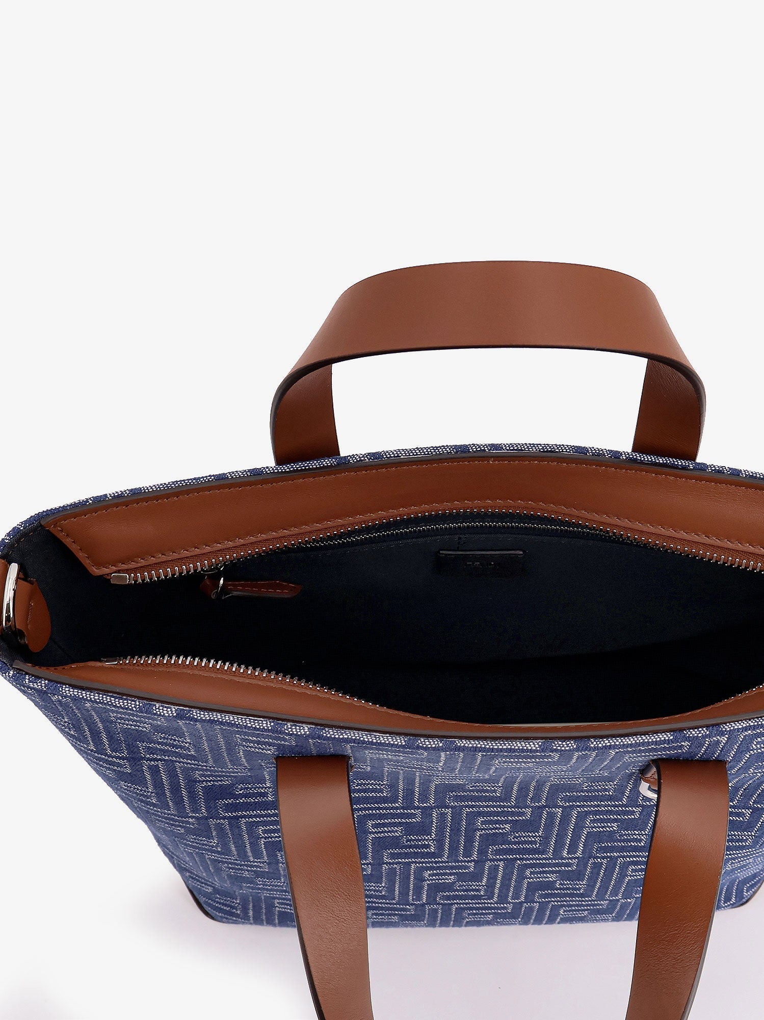 Fendi Ff Jacquard Fabric And Leather Shopping Bag