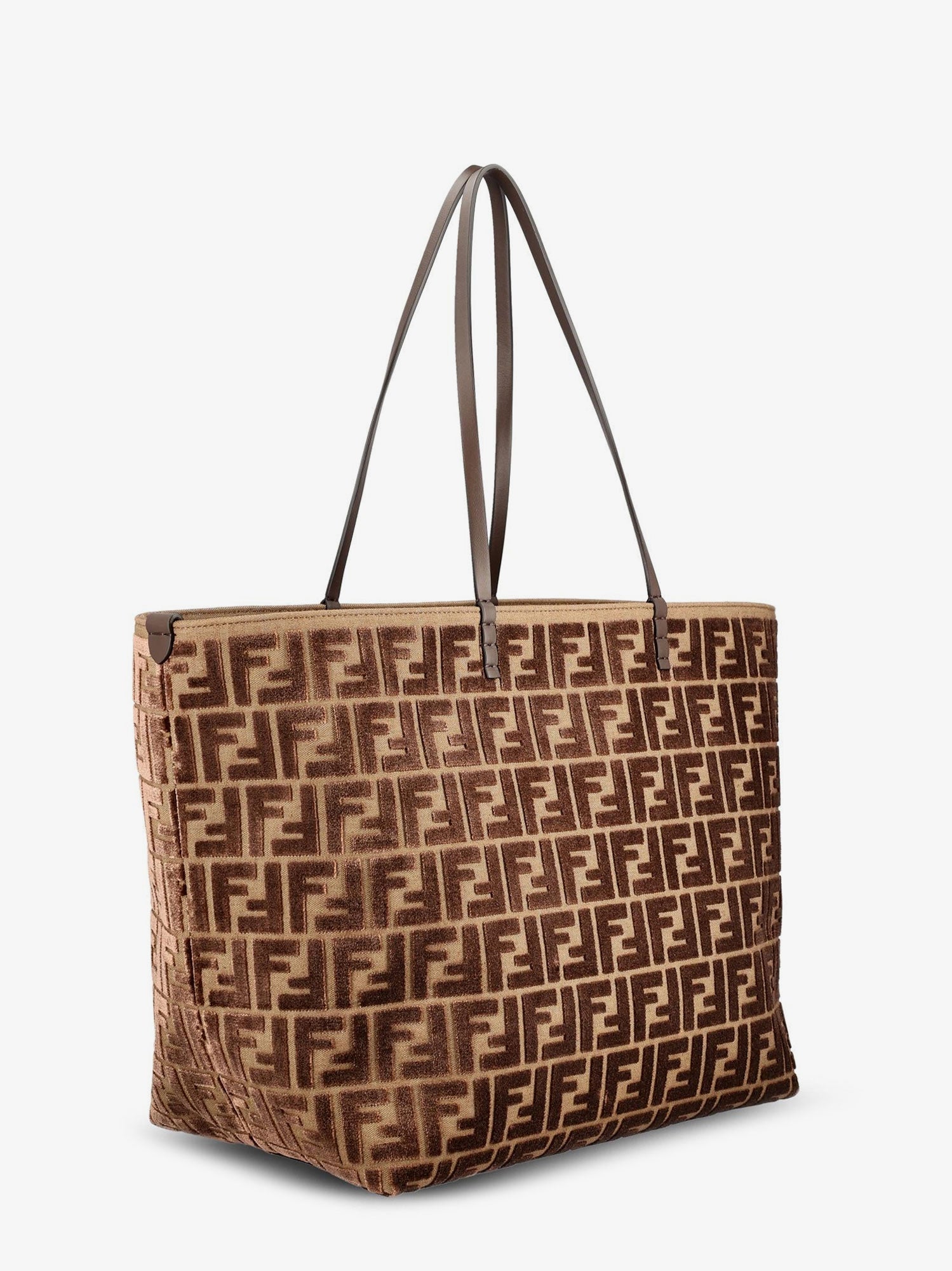 Fendi Roll Large Ff Jacquard Fabric Shopping Bag
