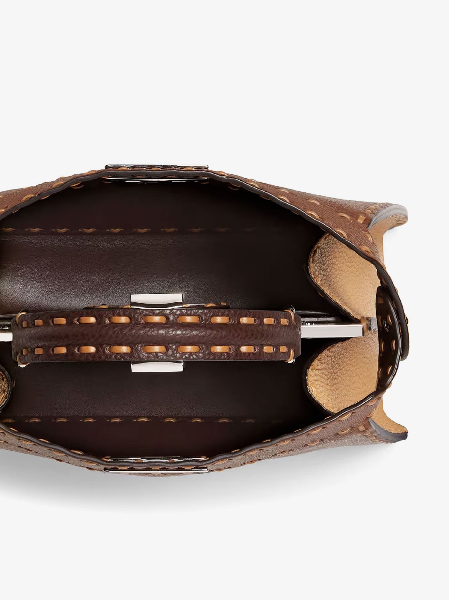 Fendi Peekaboo Iseeu Small Leather Shoulder Bag With Selleria Macro Stitching