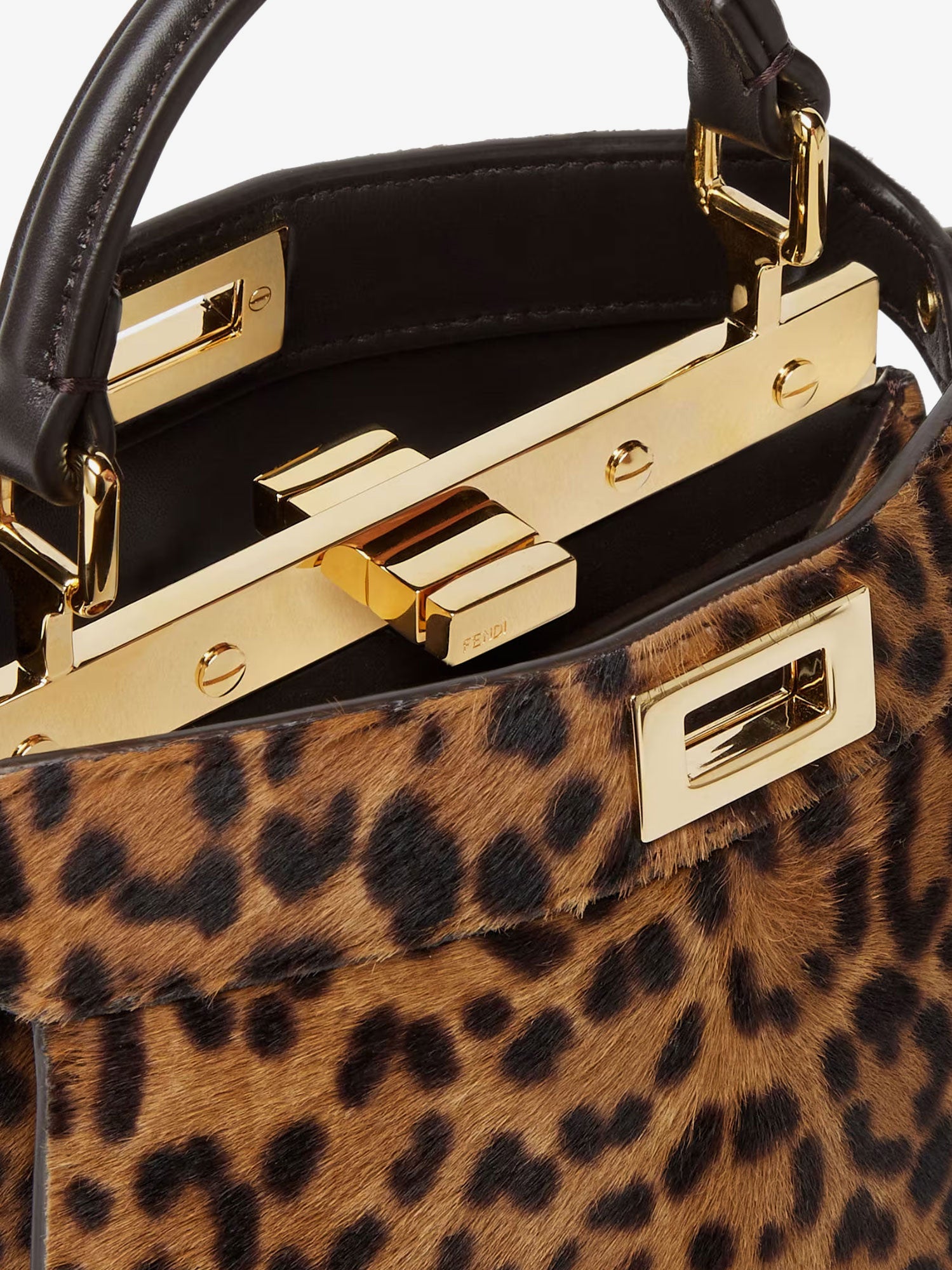 Fendi Peekaboo Iseeu Petite Leather Shoulder Bag With Fendi Leo Print
