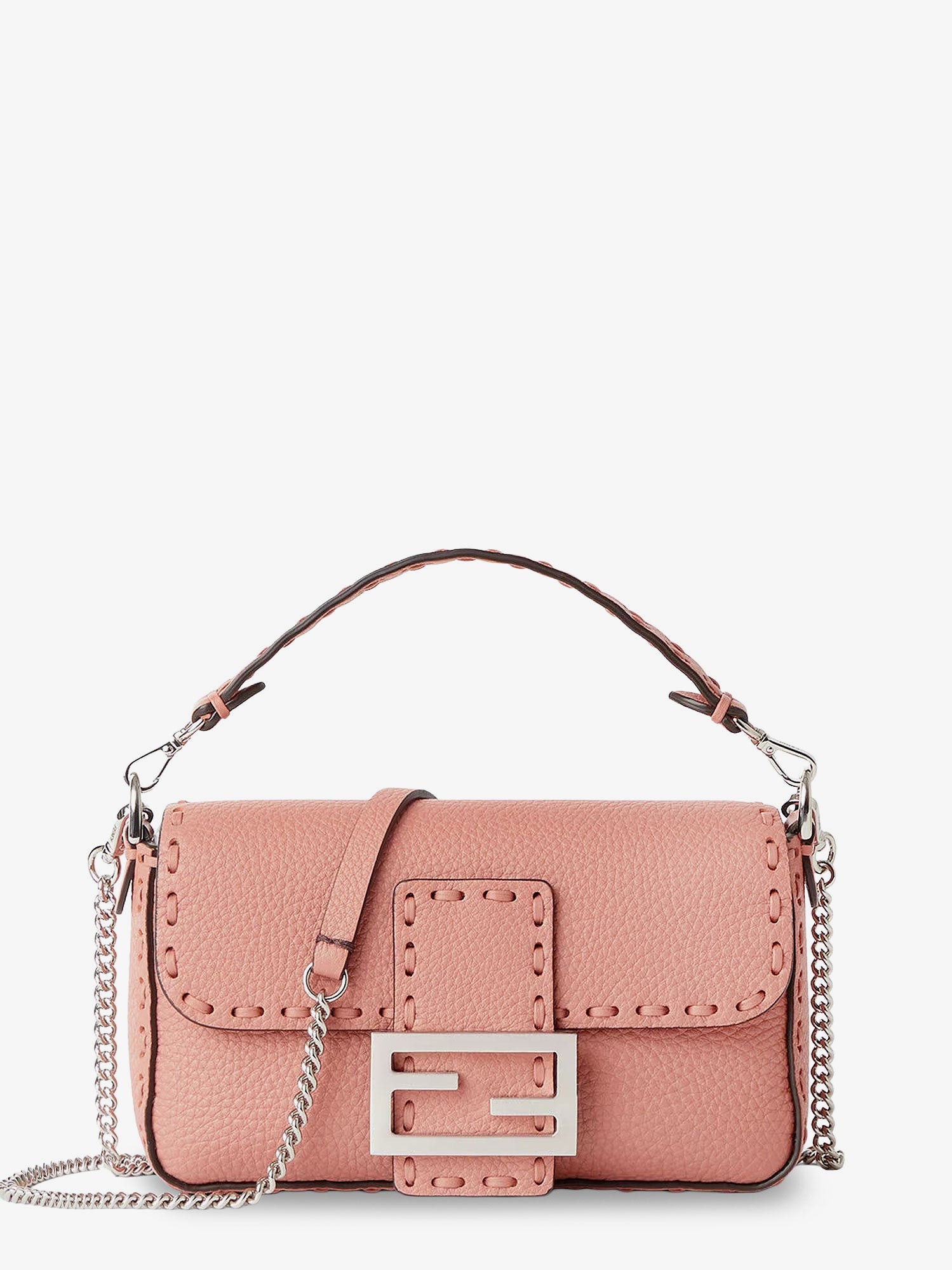 Fendi Mini Baguette Leather Shoulder Bag
