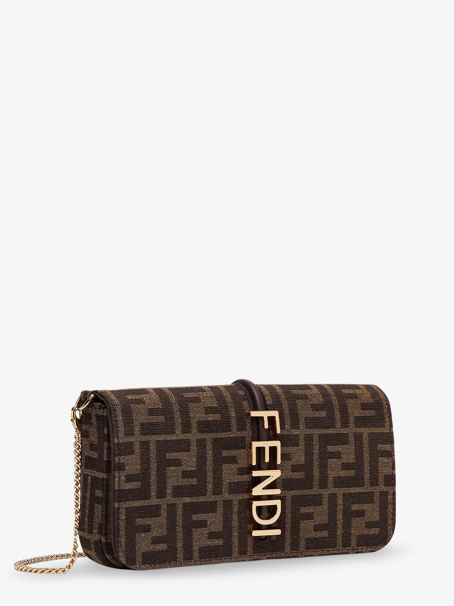 Fendi Wallet On Chain Ff Jacquard Fabric Wallet/bag