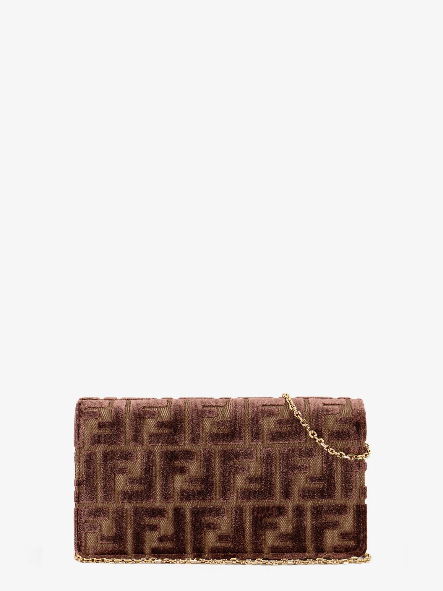 Fendi Wallet On Chain Baguette Ff Velvet Jacquard Bag
