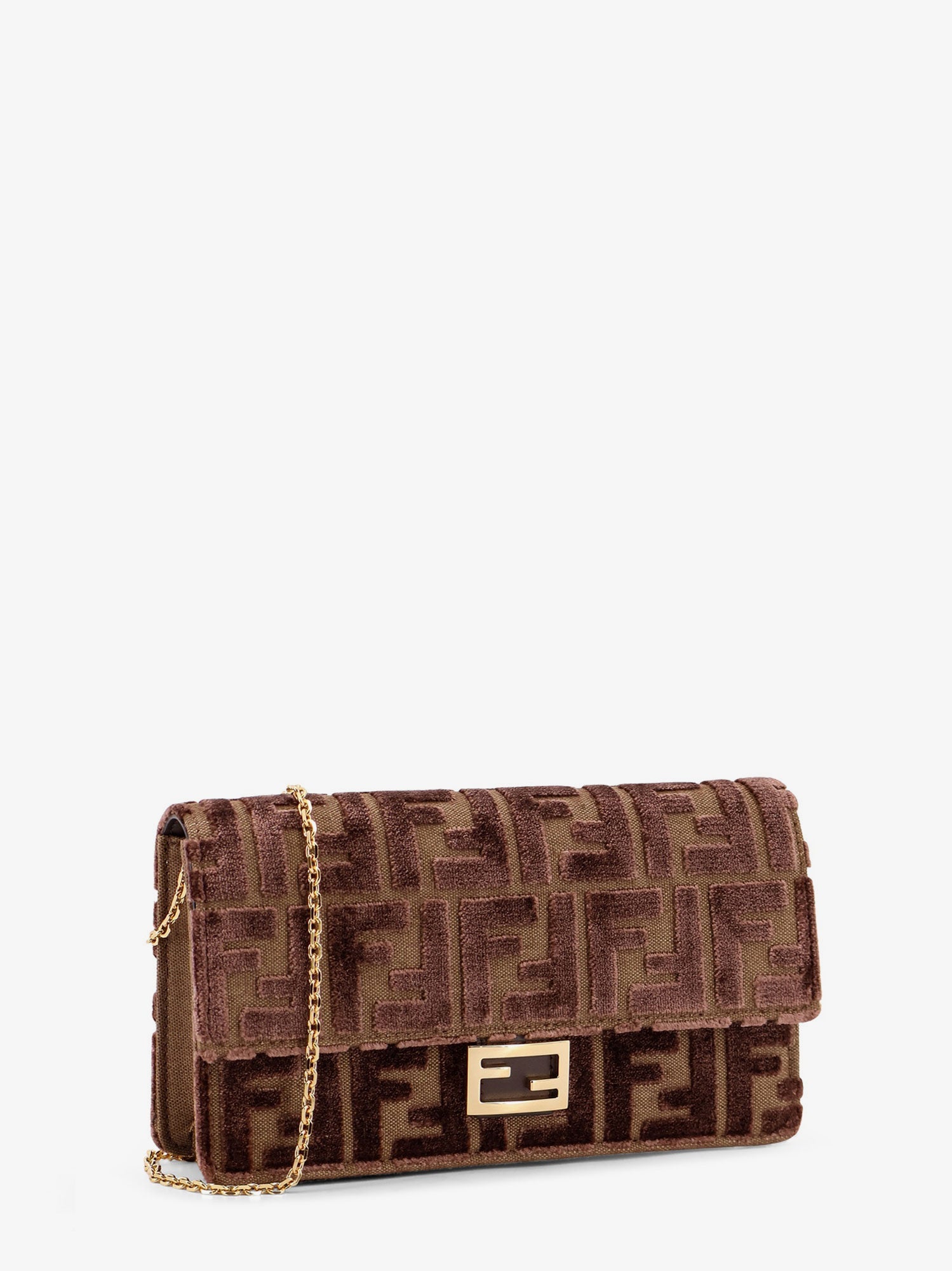 Fendi Wallet On Chain Baguette Ff Velvet Jacquard Bag