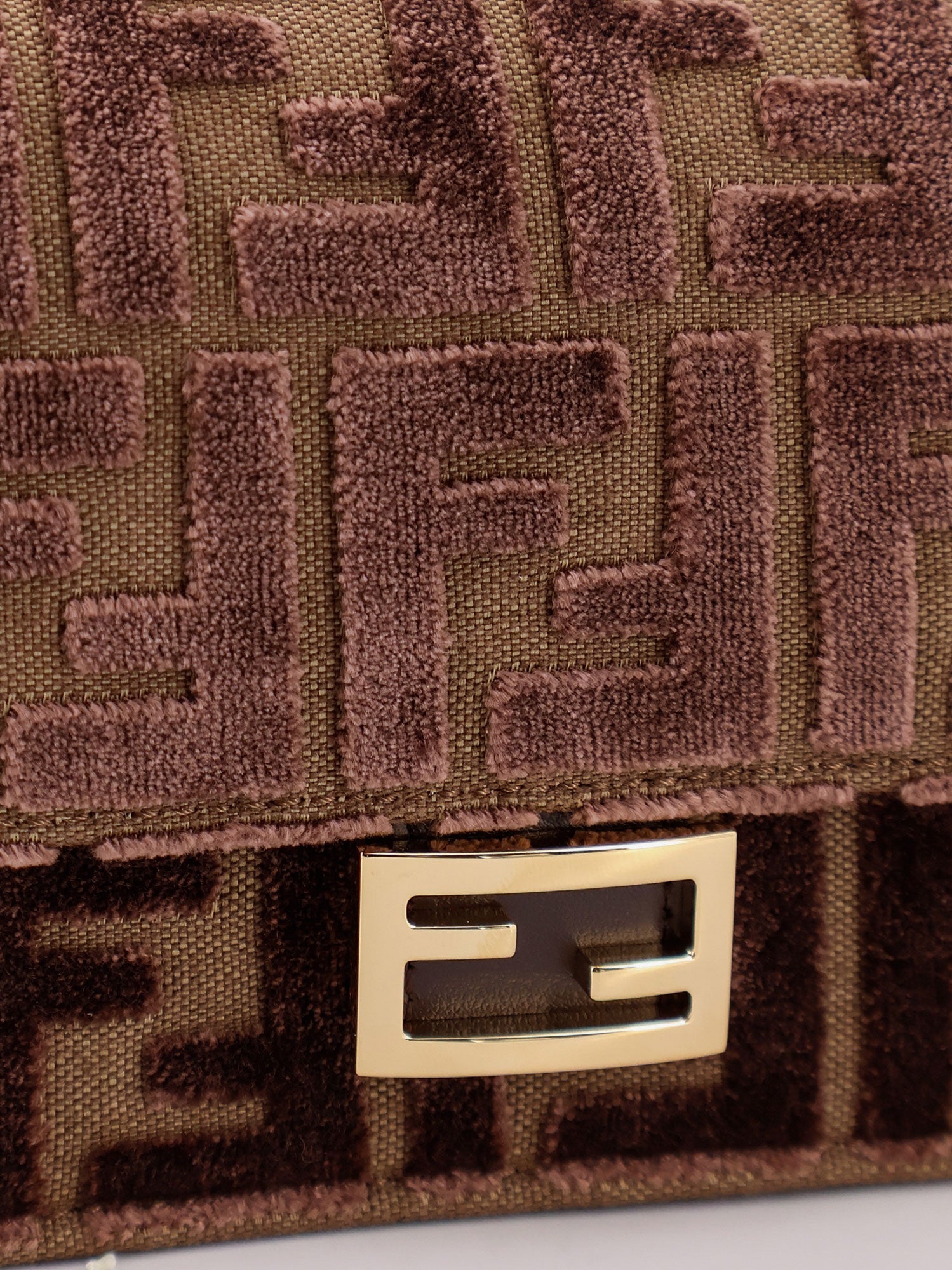 Fendi Wallet On Chain Baguette Ff Velvet Jacquard Bag