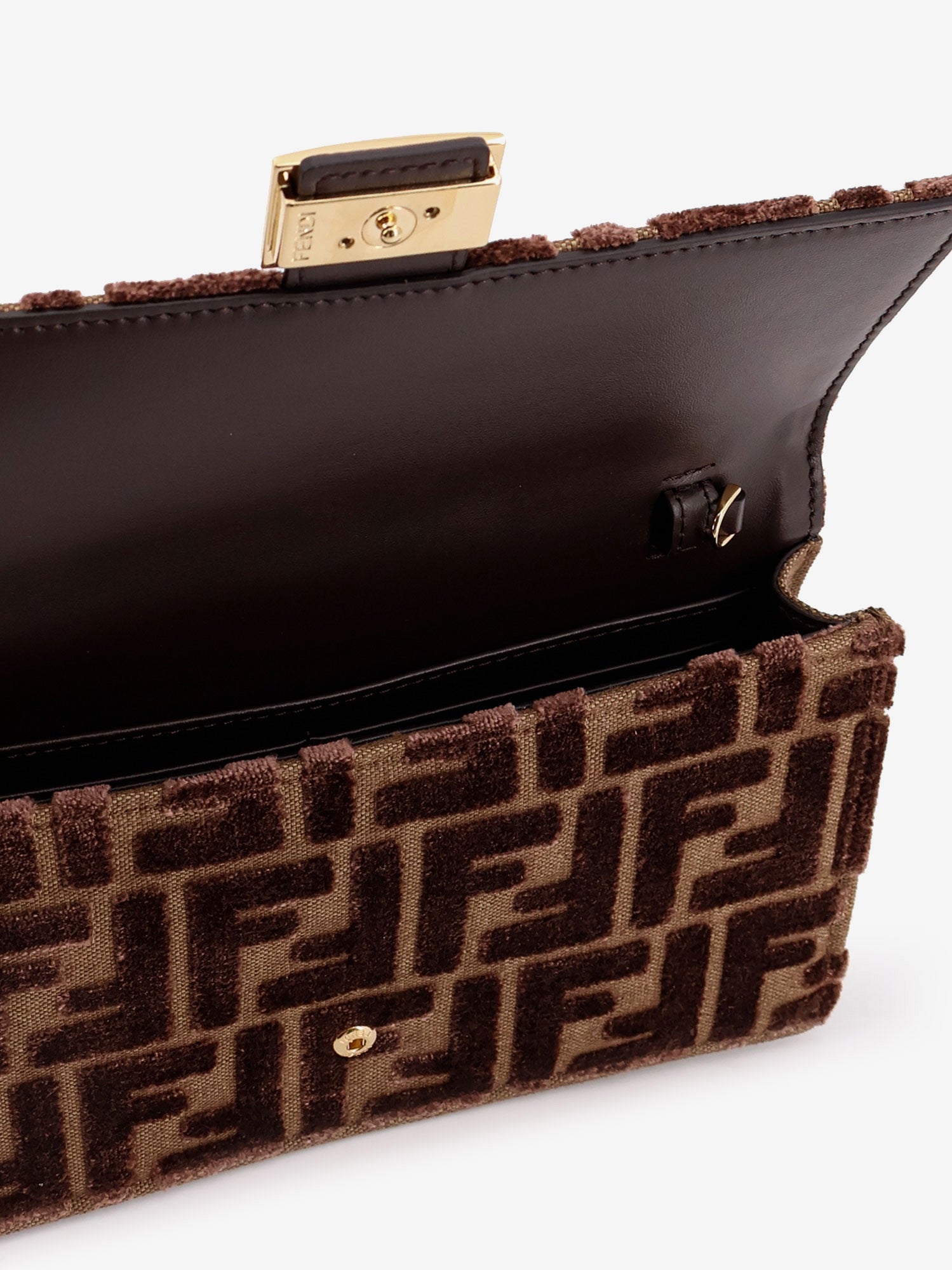 Fendi Wallet On Chain Baguette Ff Velvet Jacquard Bag