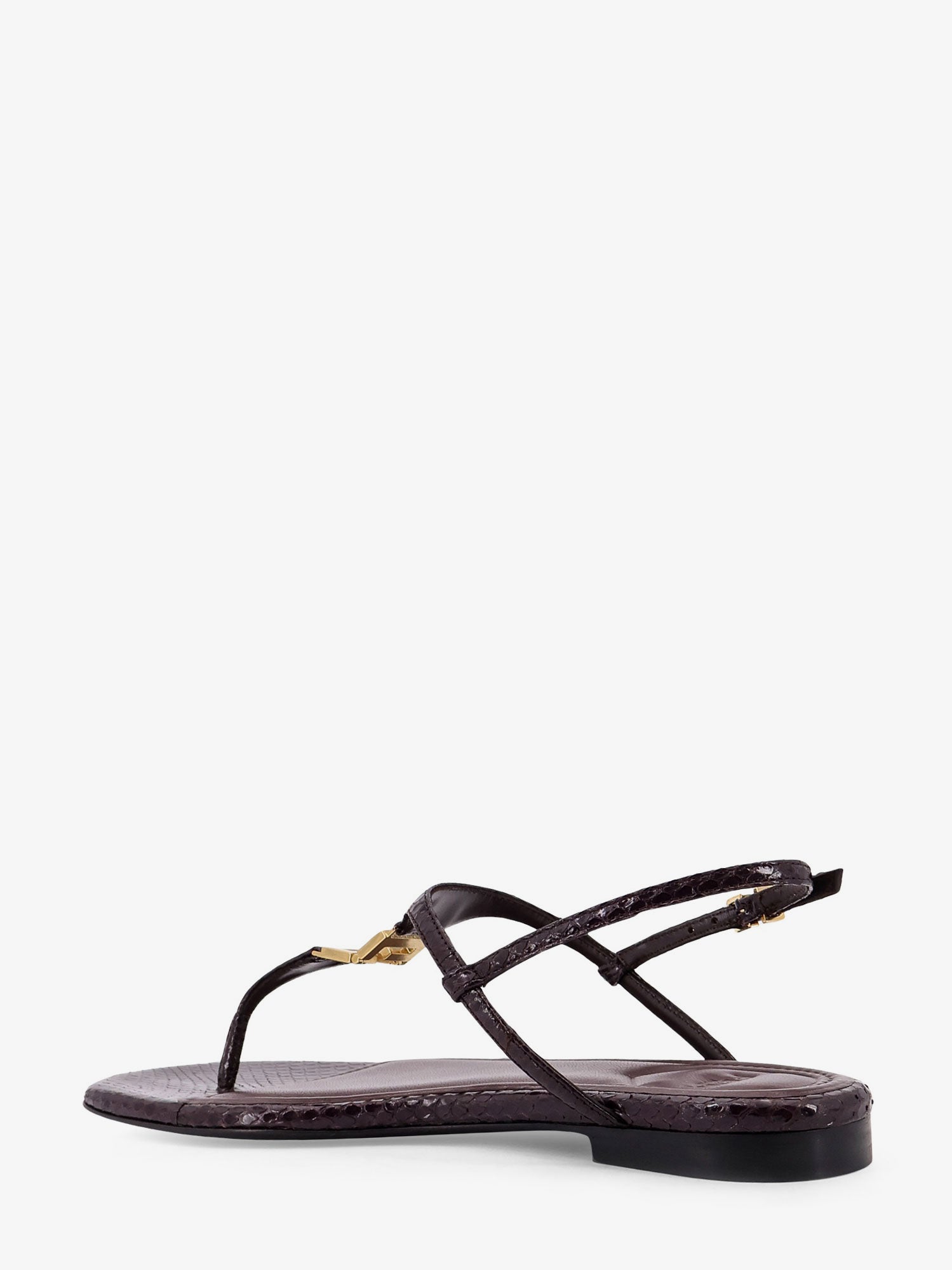 Fendi Fold Leather Sandals With Reptile Effect