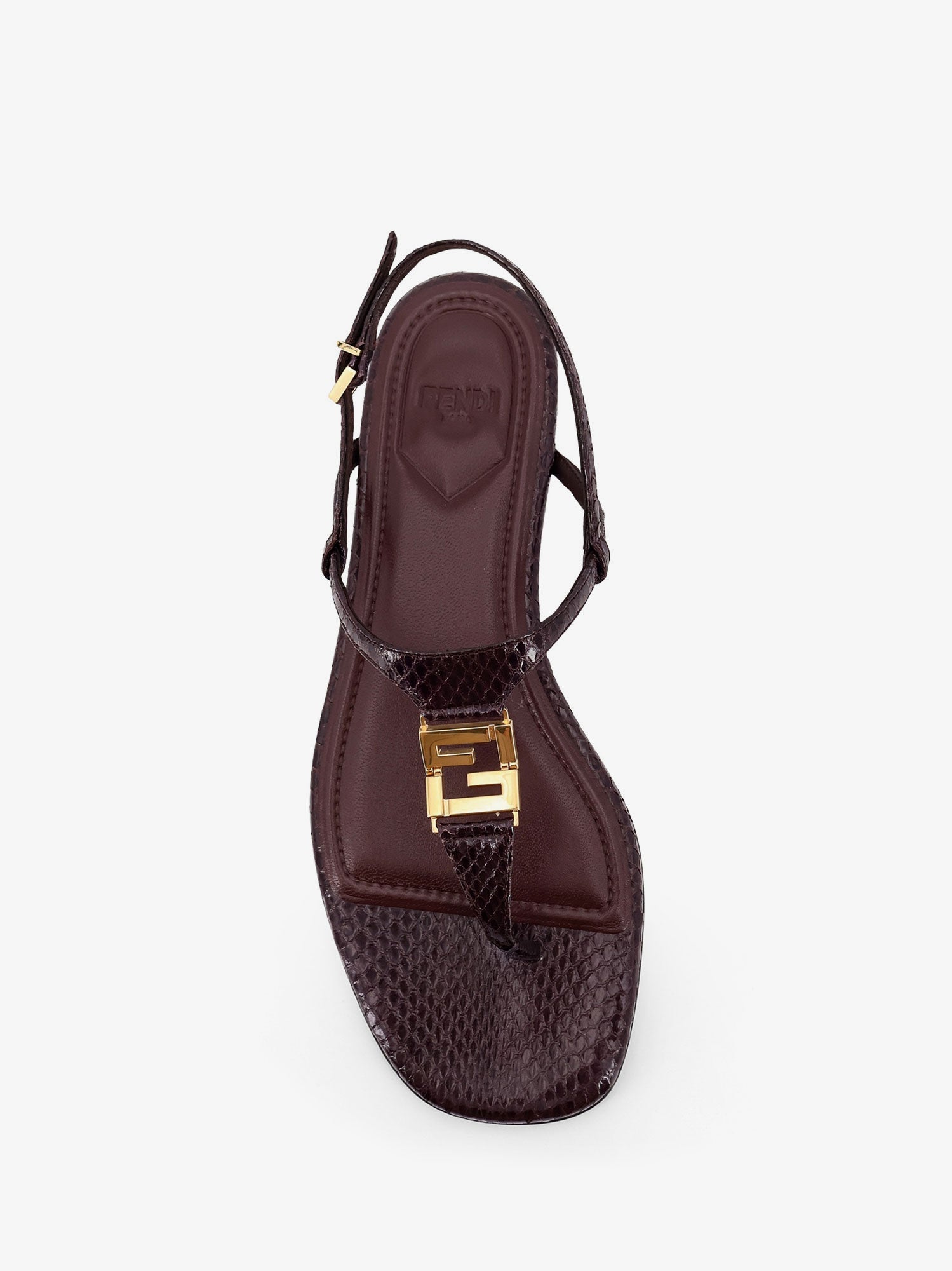 Fendi Fold Leather Sandals With Reptile Effect