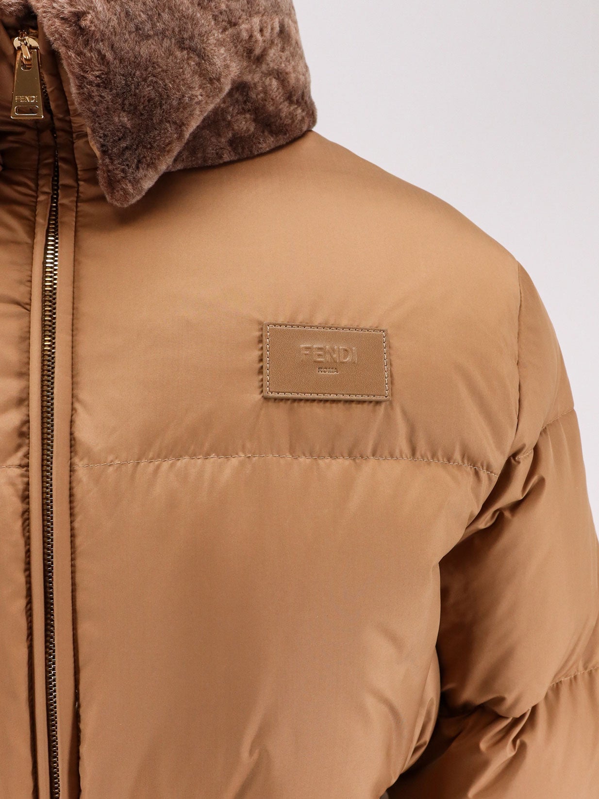 Fendi Technical Fabric And Shearling Down Jacket